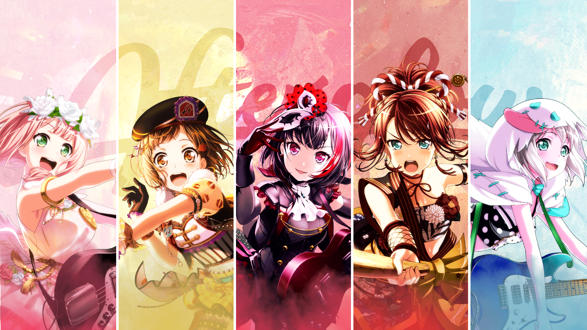 Anime Anime Games BanG Dream Ran Mitake BanG Dream Uehara Himari Aoba Moca Hazawa Tsugumi 1920x1080