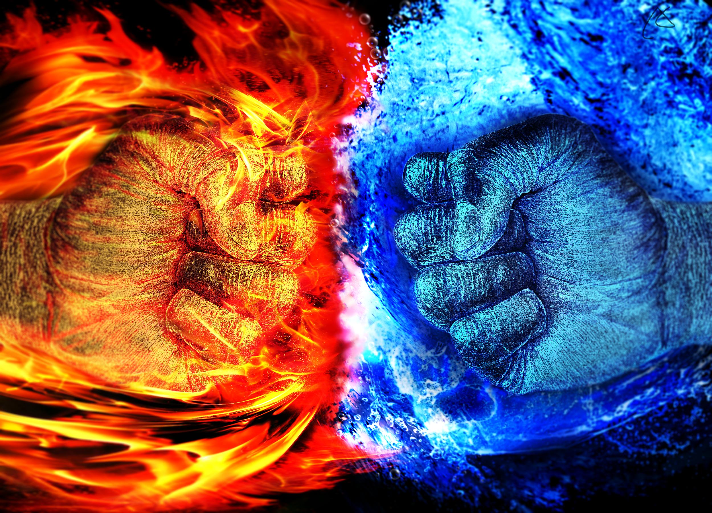 Fire And Ice Fighting Games Fire Ice Video Games Video Game Art Fist 2500x1800