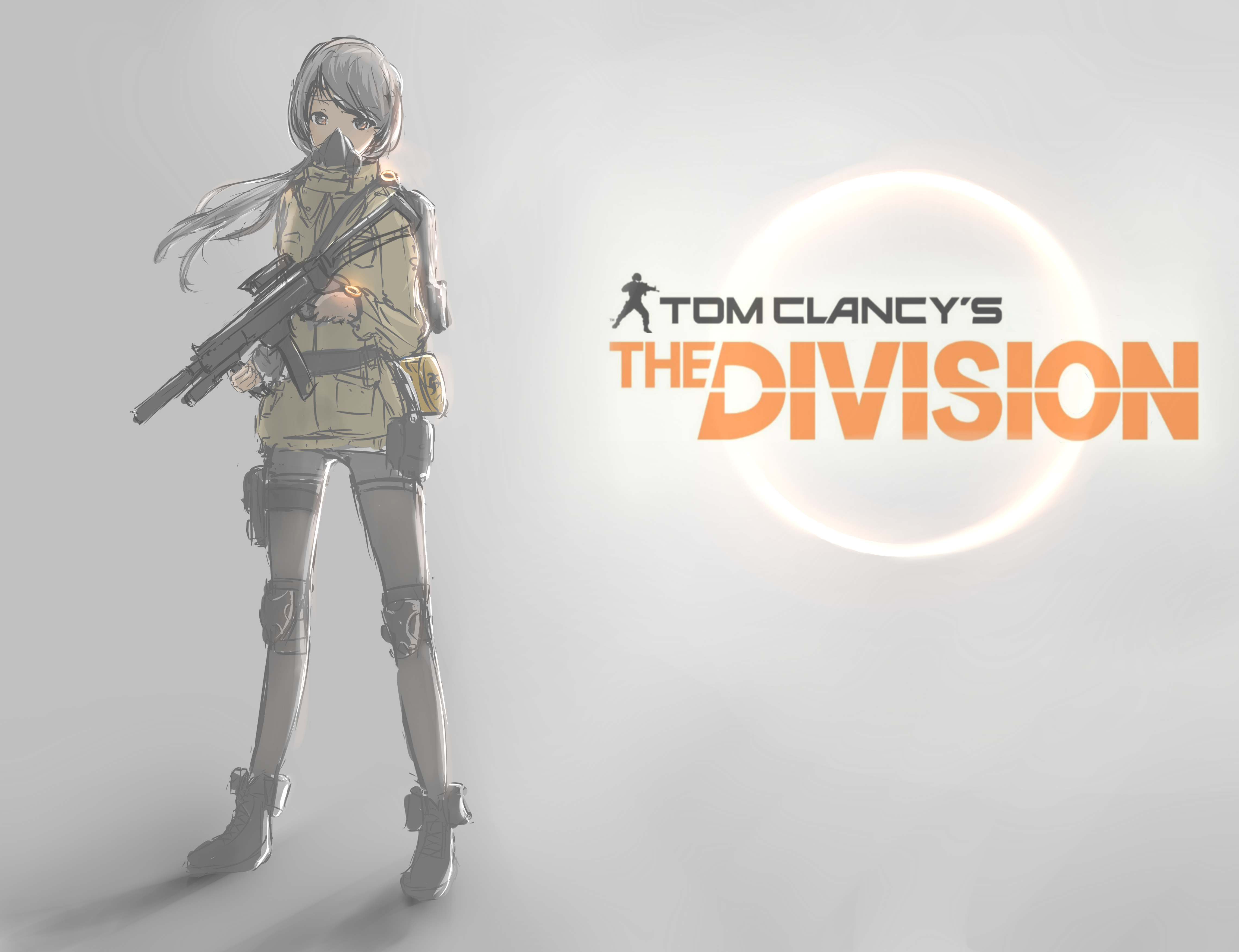 Restoria Anime Anime Girls Tom Clancys The Division Video Games PC Gaming Weapon Mask Simple Backgro 4562x3507
