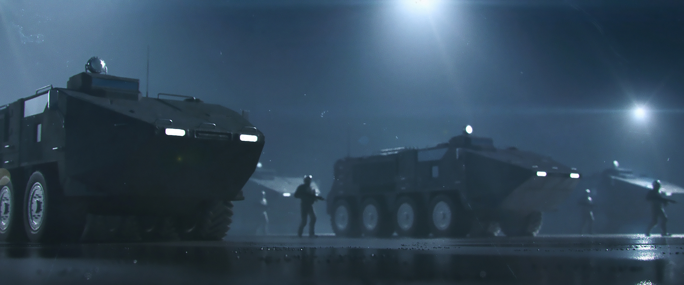 Armored Vehicle Military Night Soldier 2400x1000