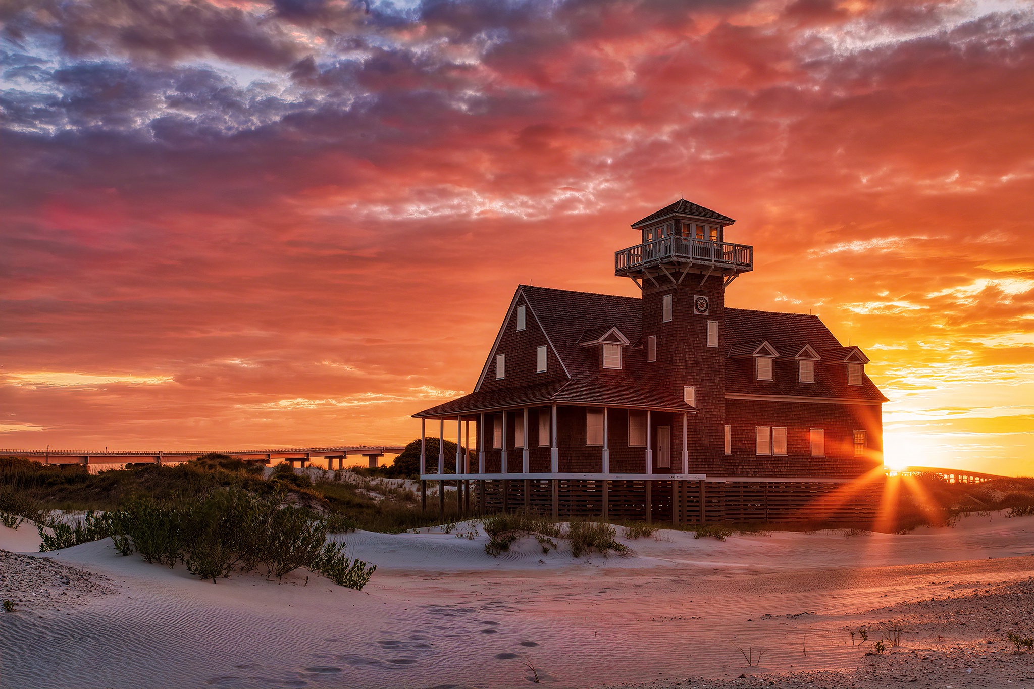 Beach Cloud House Lighthouse Sand Sunbeam Sunset 2048x1365