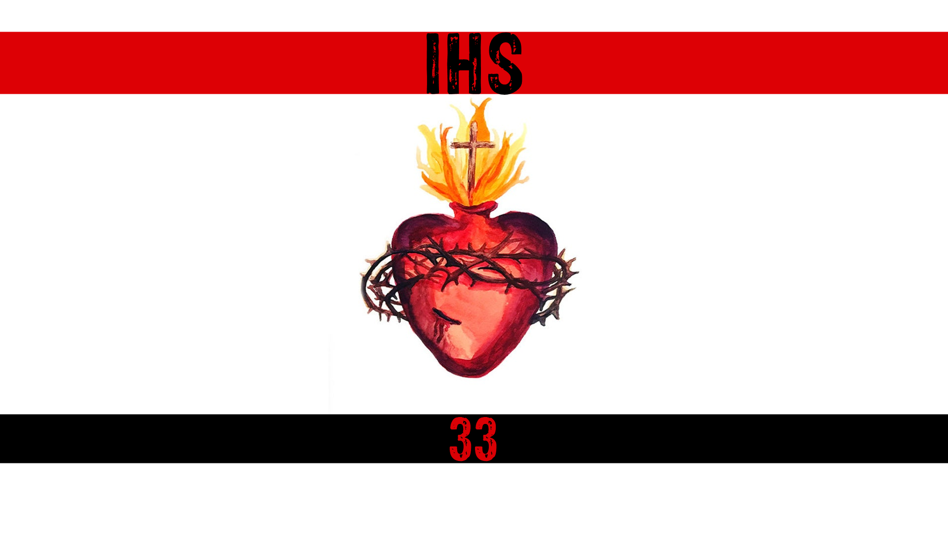 IHS Jesus Christ Sacred Heart Red White Black 1920x1080