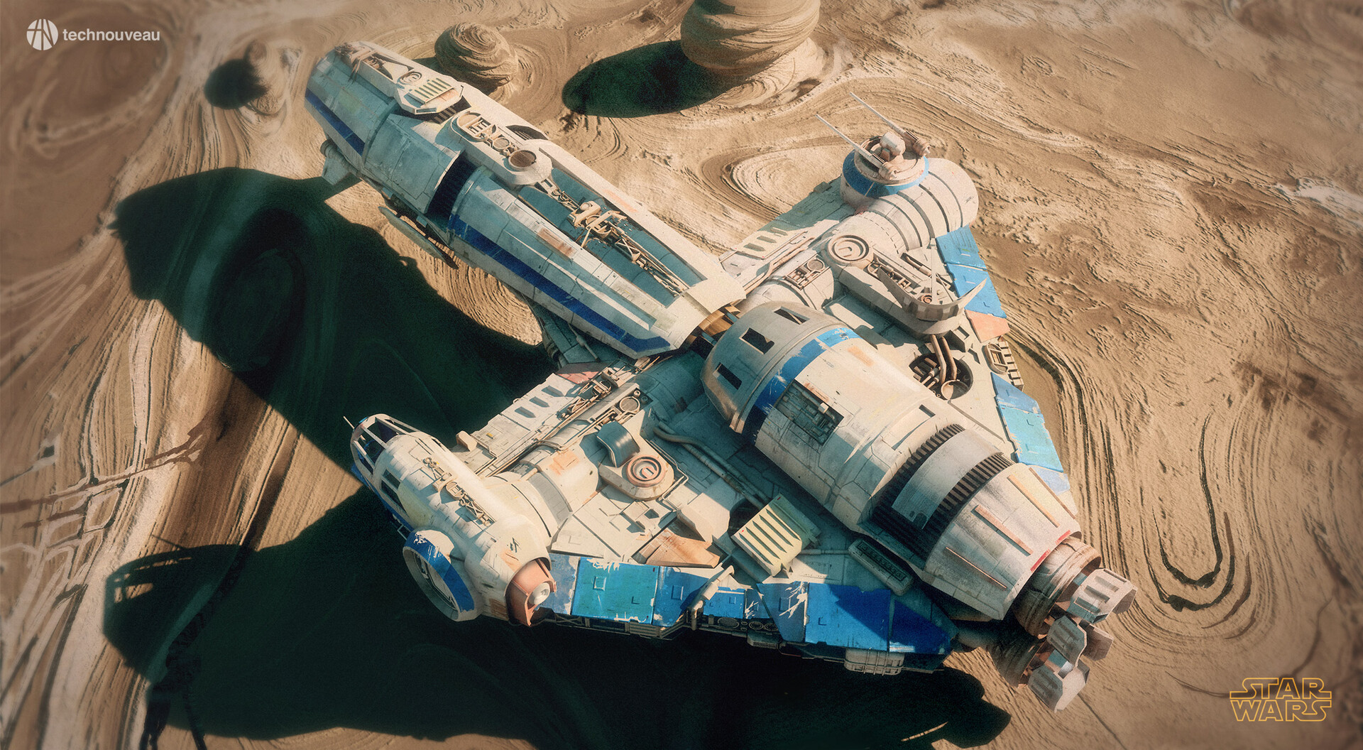 Corellian Tanker Digital Art ArtStation Star Wars Science Fiction Spaceship 1920x1056