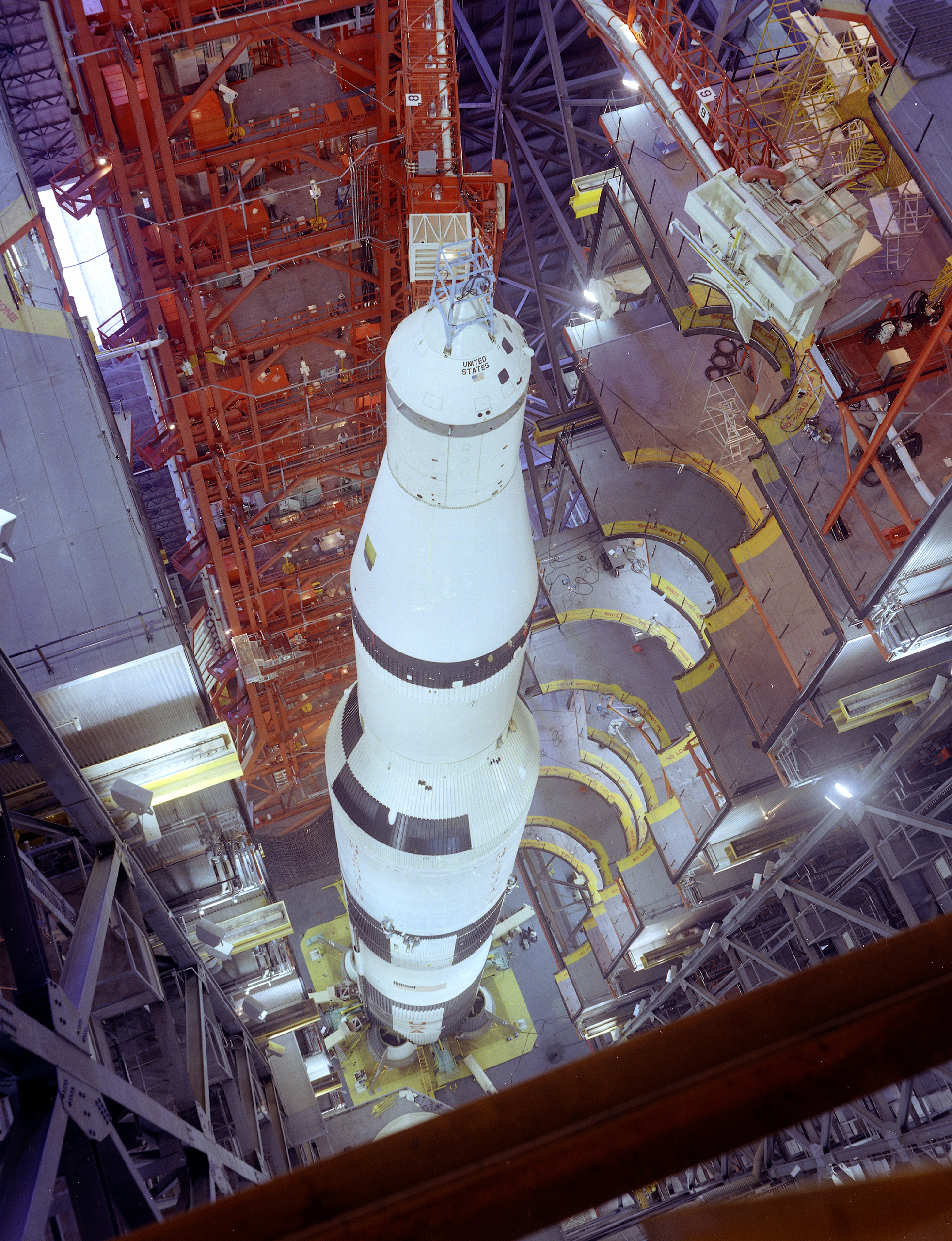 Rocket Spaceship Saturn V Apollo Top View NASA Technology Portrait Display Vehicle Construction Buil 1964x2560