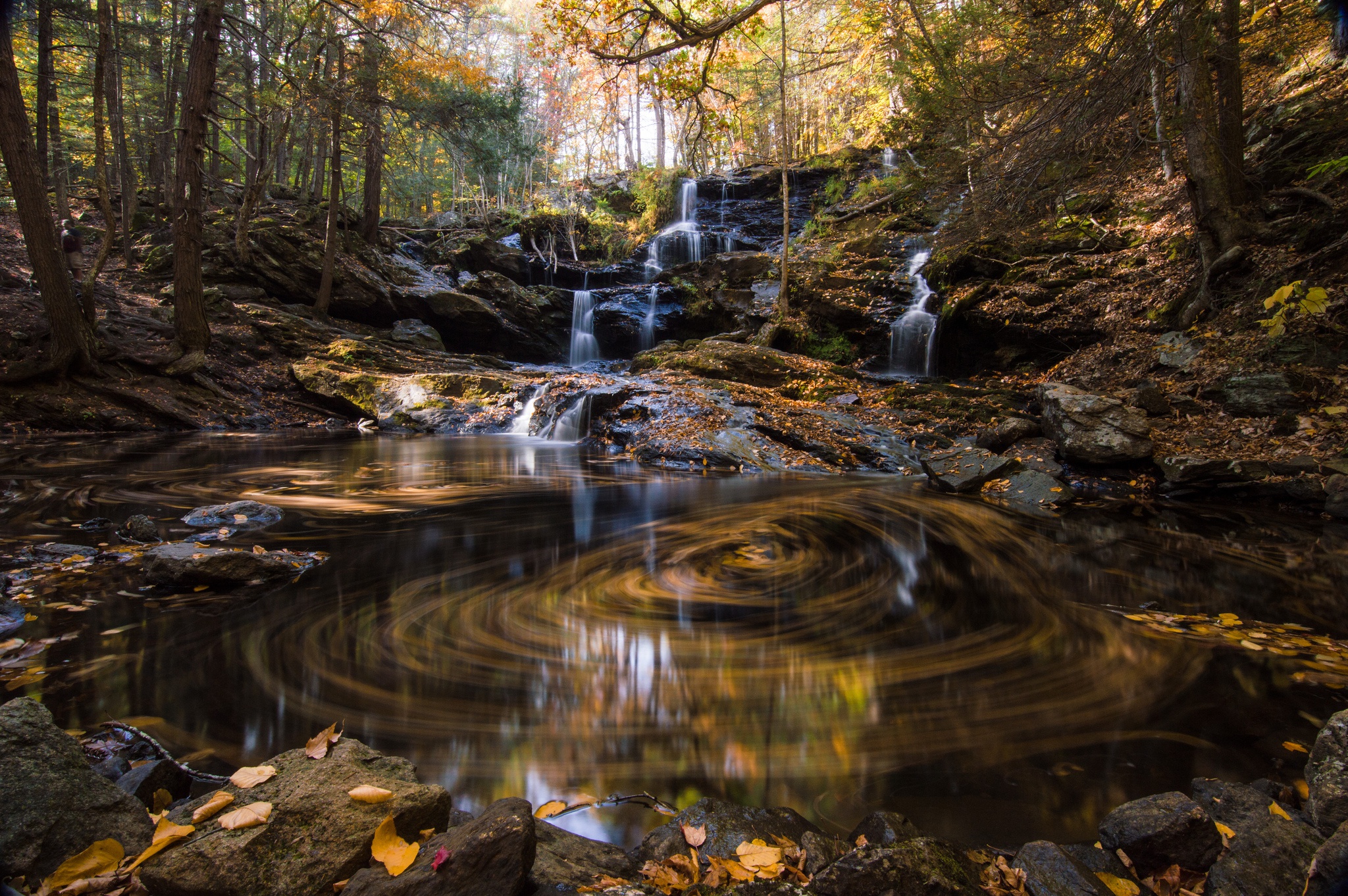 Fall Forest Nature Rock Stream Waterfall 2048x1362