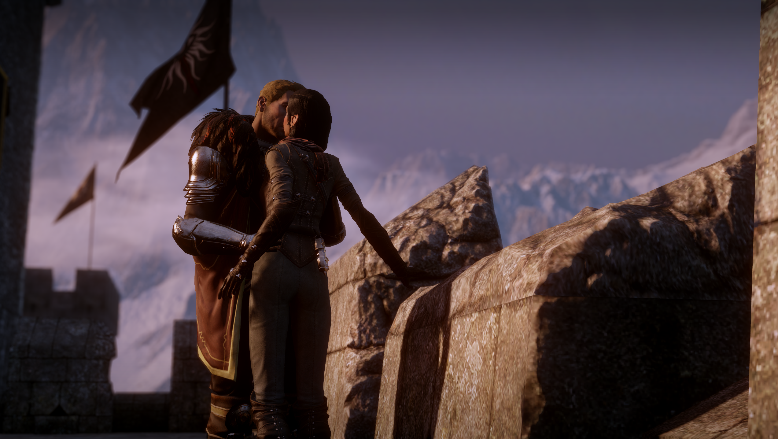 Dragon Age Dragon Age Inquisition Dragon Age Inquisition Inquisitor Couple Cullen Rutherford Kissing 2545x1436