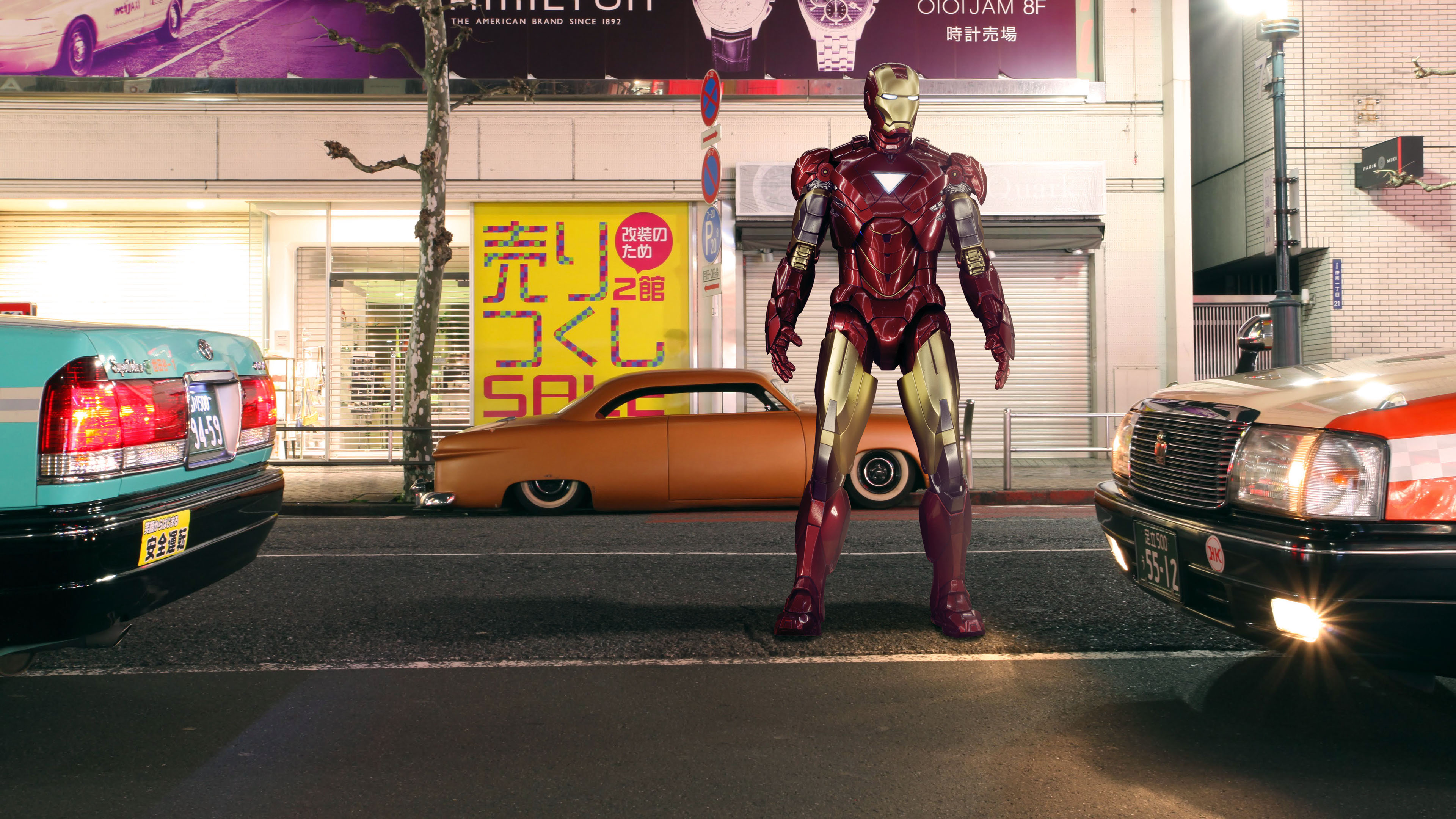 Car Comics Figurine Iron Man Marvel Comics Orange Car Tony Stark 3840x2160