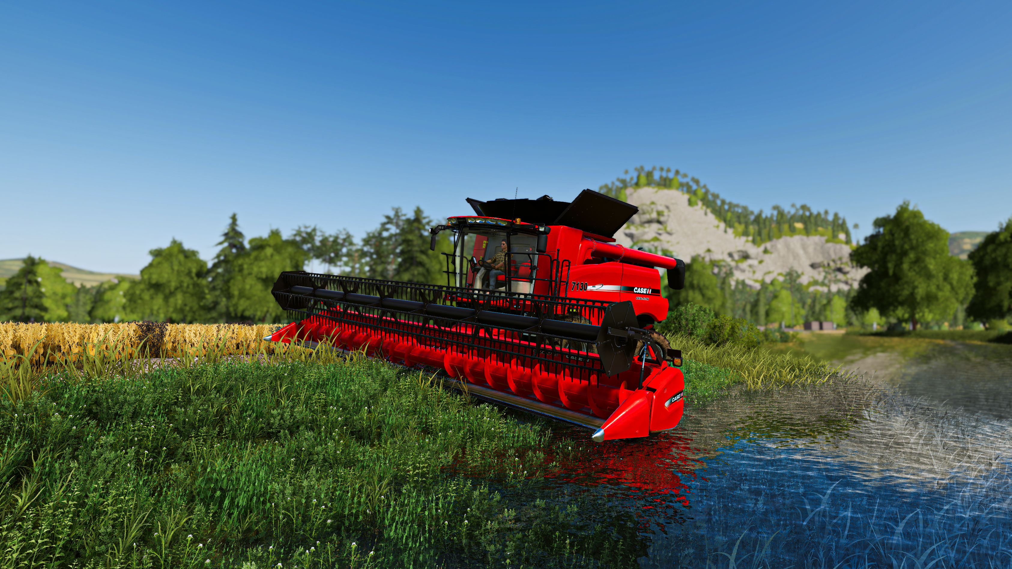 Farming Farming Simulator Farming Simulator 2019 Farm Flowers Trees Water Sky Blue Green Grass Fores 3371x1896
