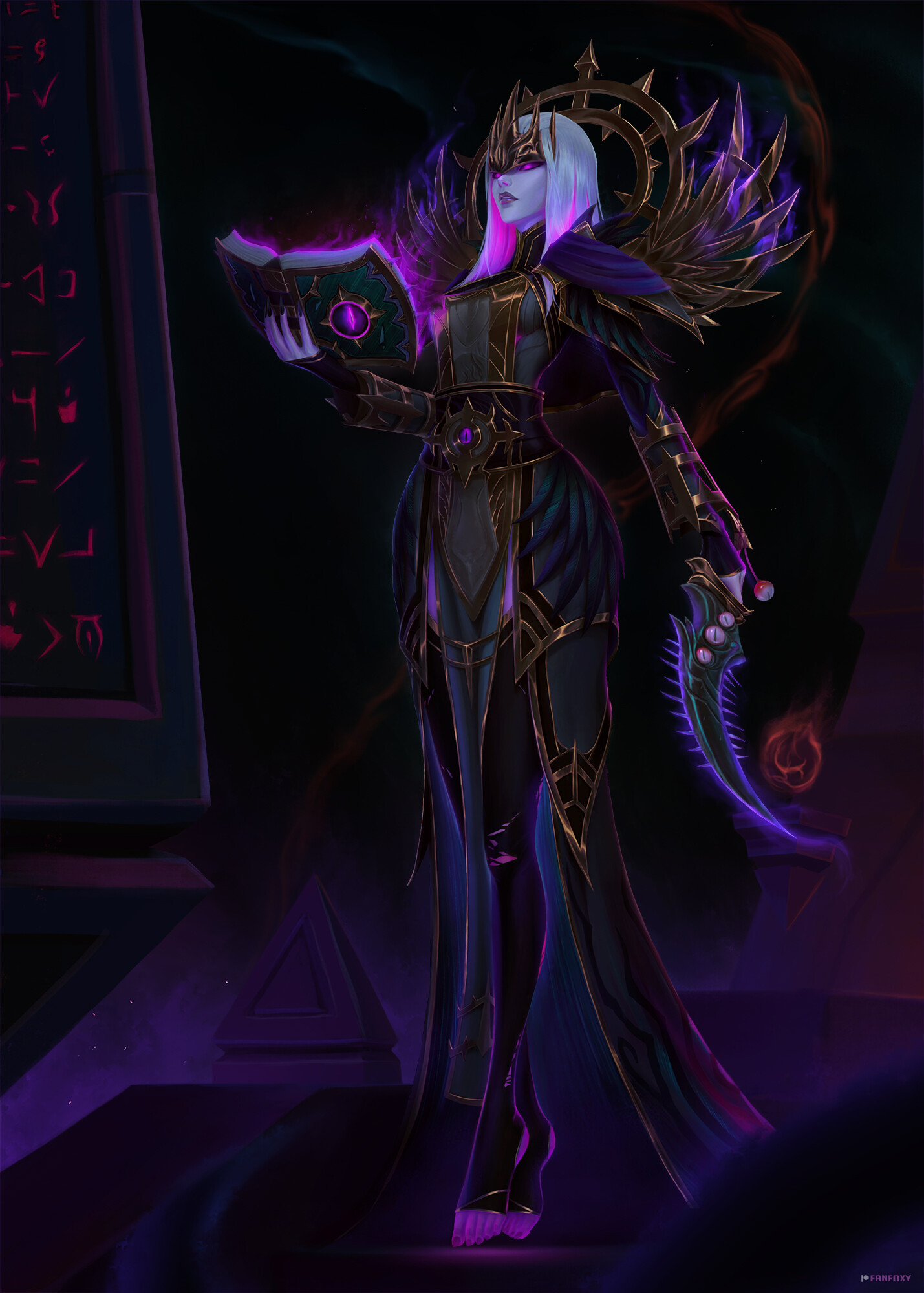 Fanfoxy Drawing Warcraft Priestess Priest Books Spell Shadow Weapon Dagger Purple Dress Dark Xalatat 1429x2000