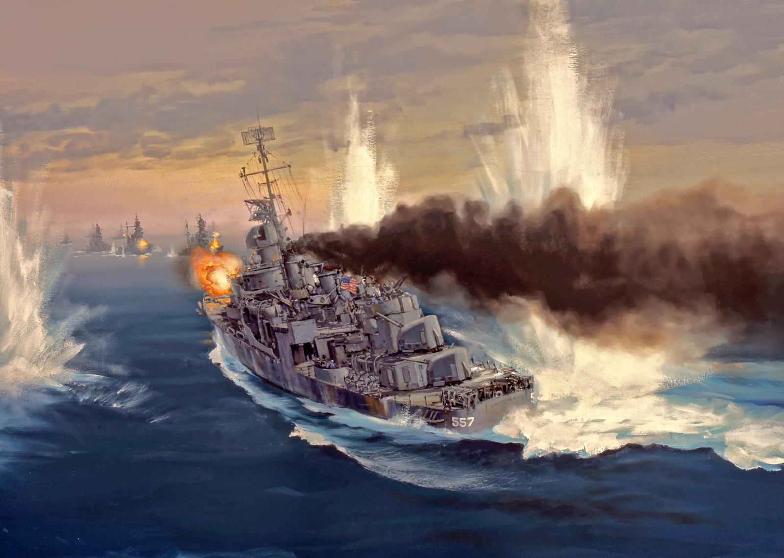 USS Johnston Battle Of Leyte Gulf Destroyer Battle Off Of Samar USN DD 557 1600x1139