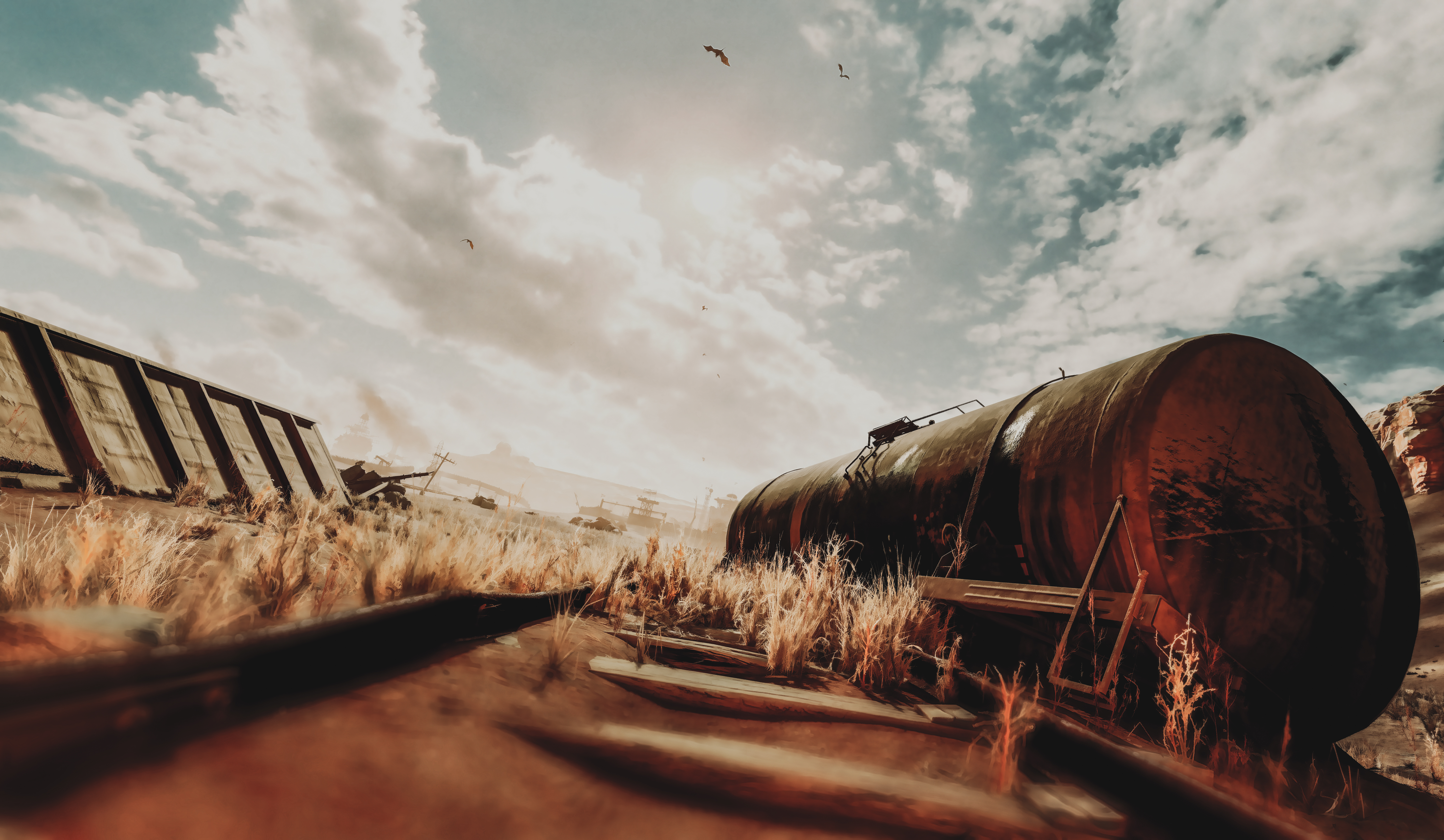 Metro Exodus PC Gaming Video Games Apocalyptic Train Wreck Sky 7422x4320