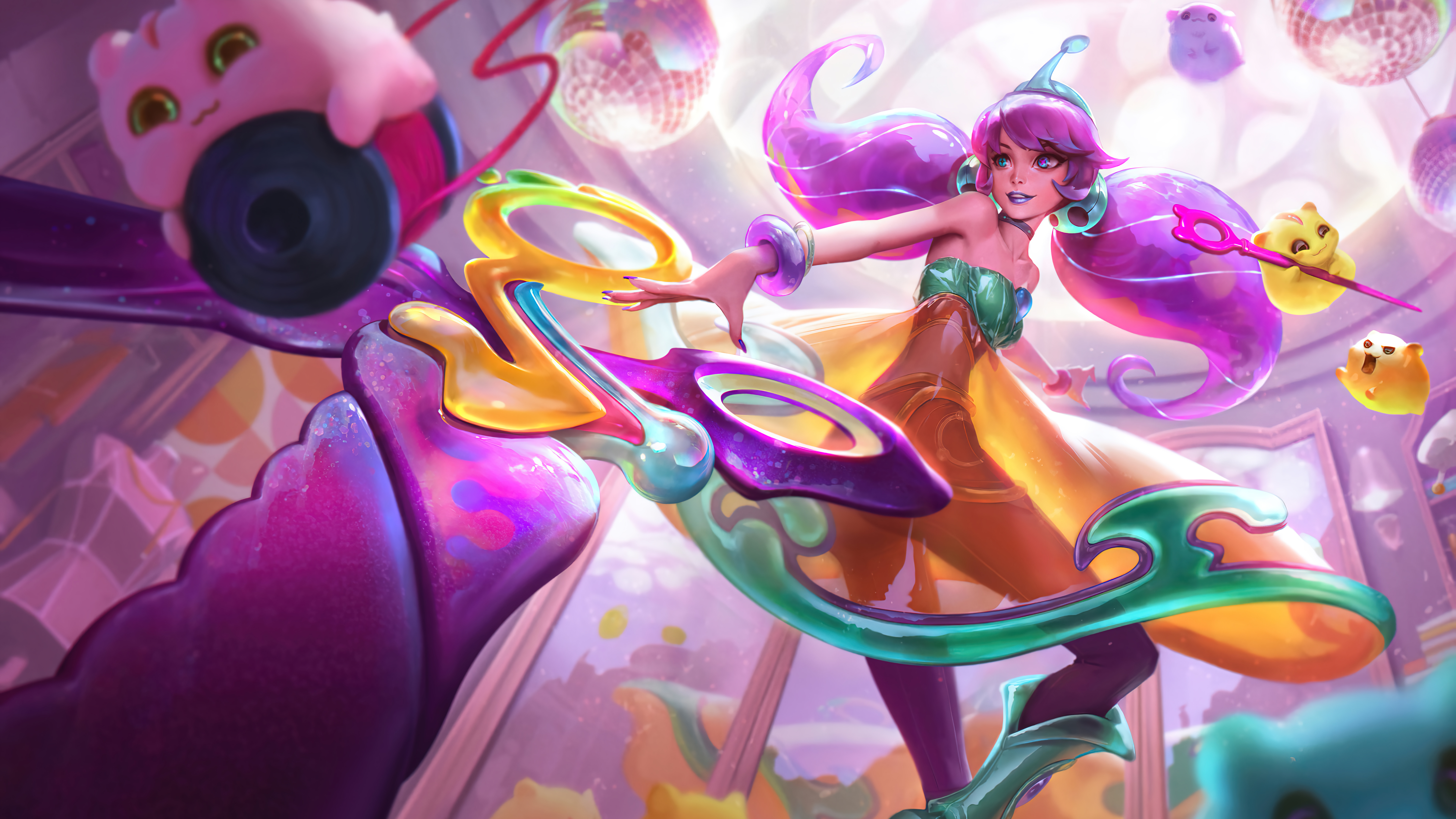Gwen League Of Legends Space Groove Michis 4K League Of Legends Riot Games Cats Space 7680x4320