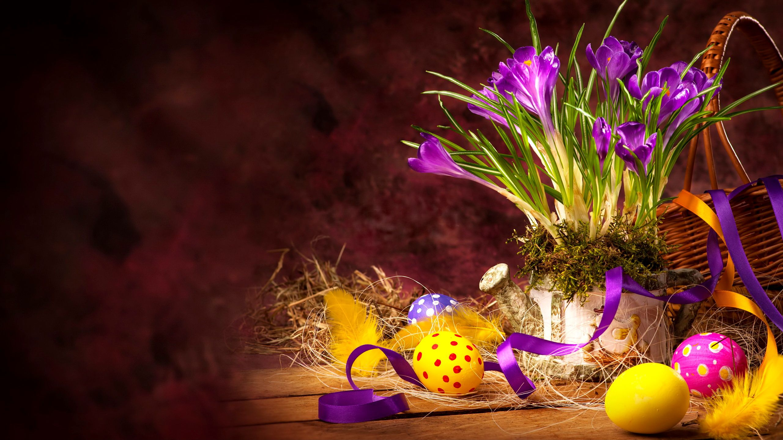 Bouquet Easter Easter Egg Flower Holiday 2560x1440