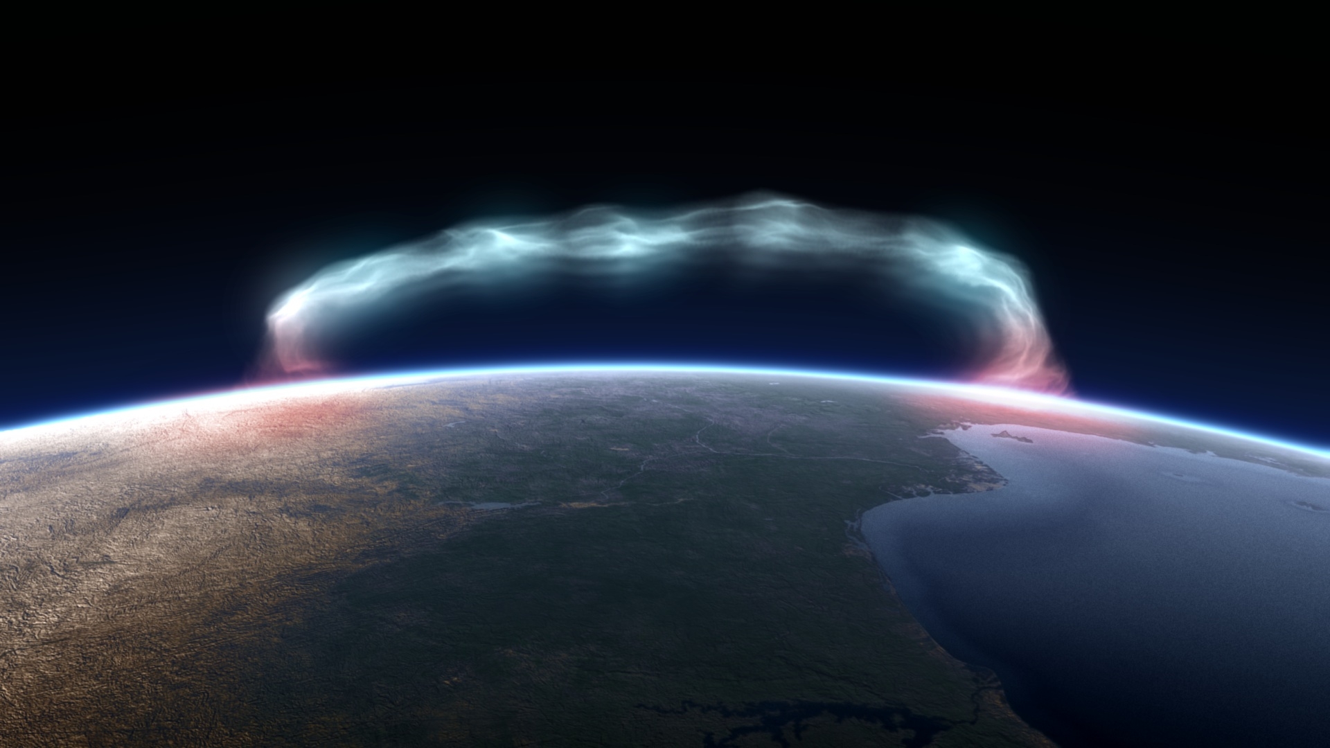 Aurorae Nature Earth Orbital View Space North Pole 1920x1080