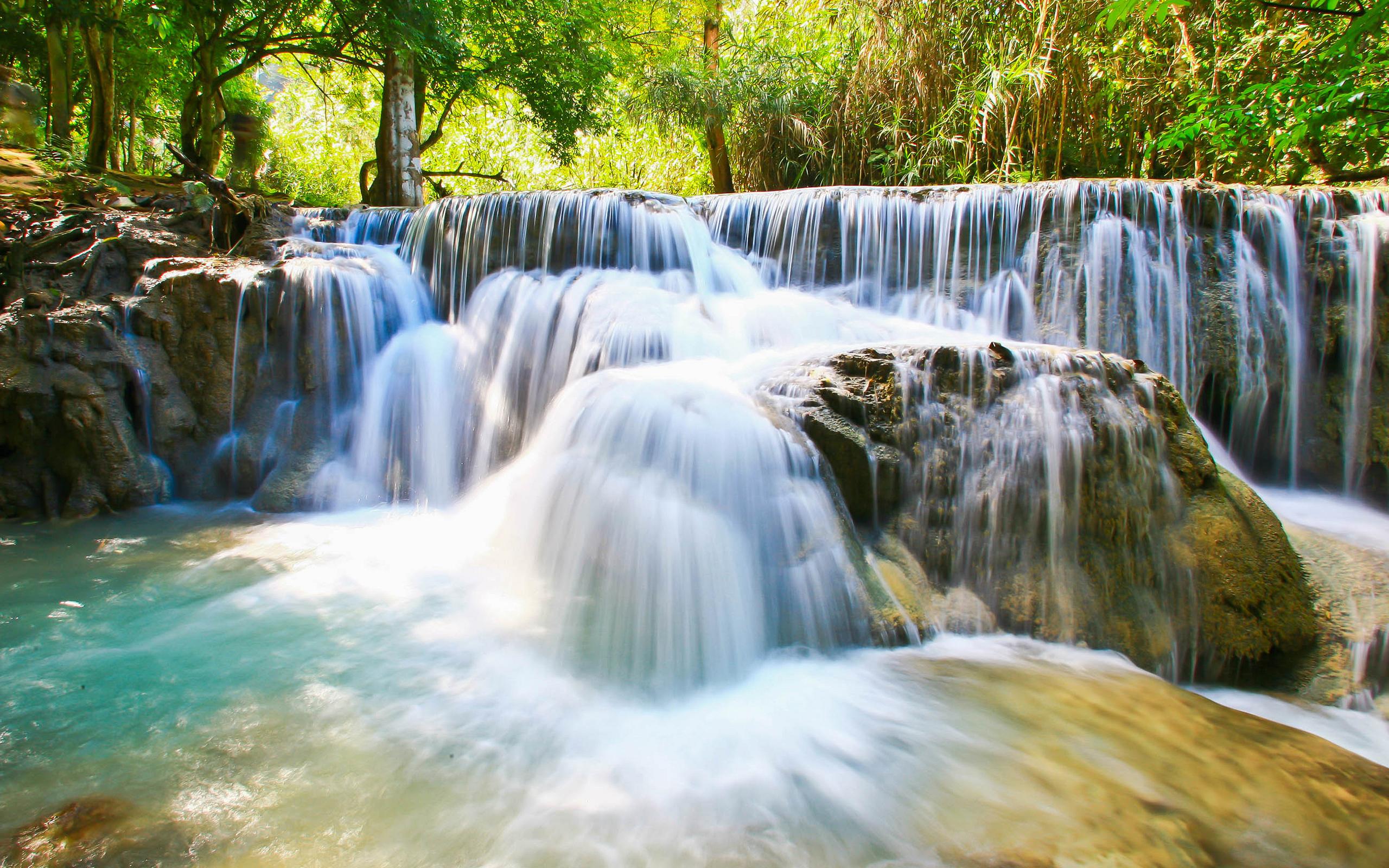 Laos Nature River Waterfall 2560x1600