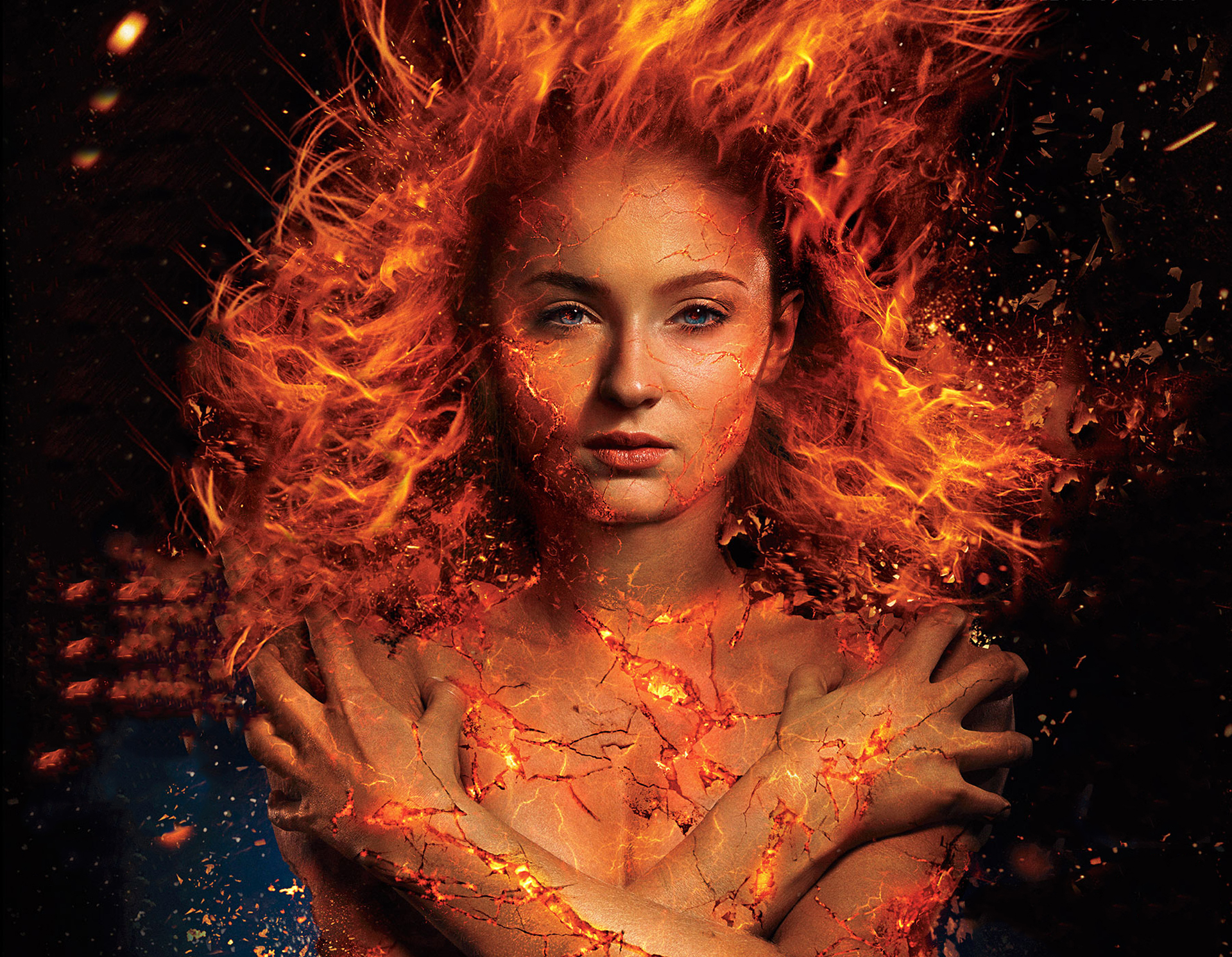 Blue Eyes Fire Jean Grey Phoenix Marvel Comics Sophie Turner X Men X Men Dark Phoenix 1920x1492