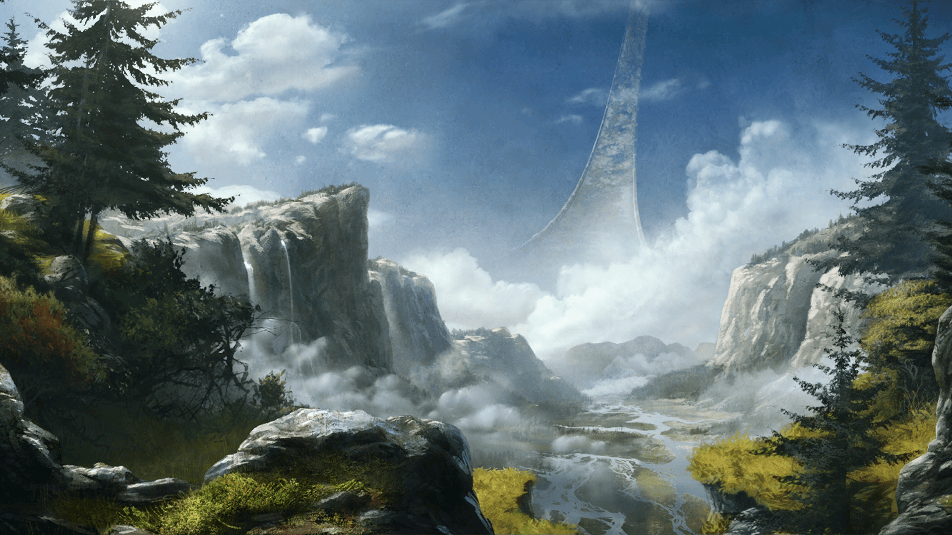 Xbox Game Studios Halo Video Games Video Game Art Sky Landscape Nature Science Fiction 1920x1080