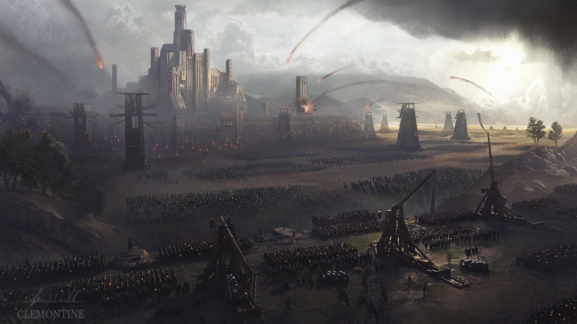 Army Siege Siege Tower Trebuchet 1920x1080