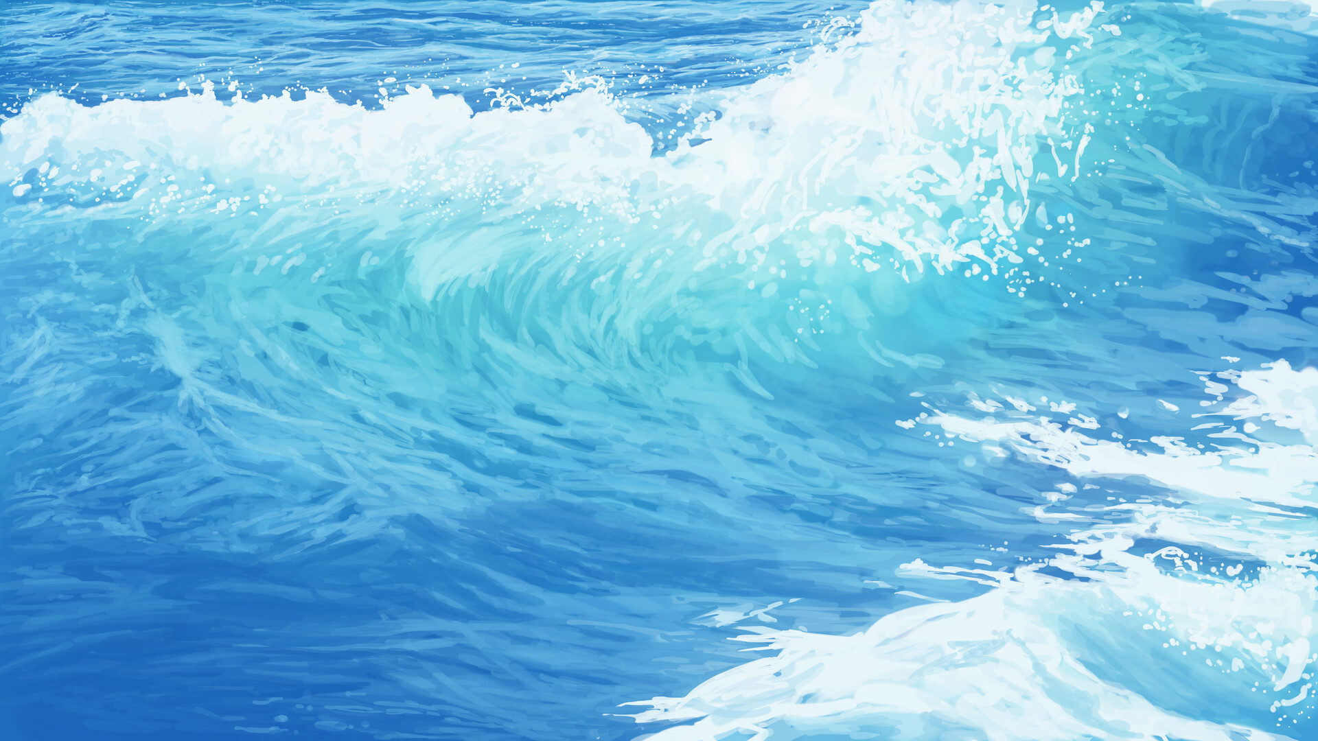 TJ Artist Digital Art Nature Waves Sea 1920x1080