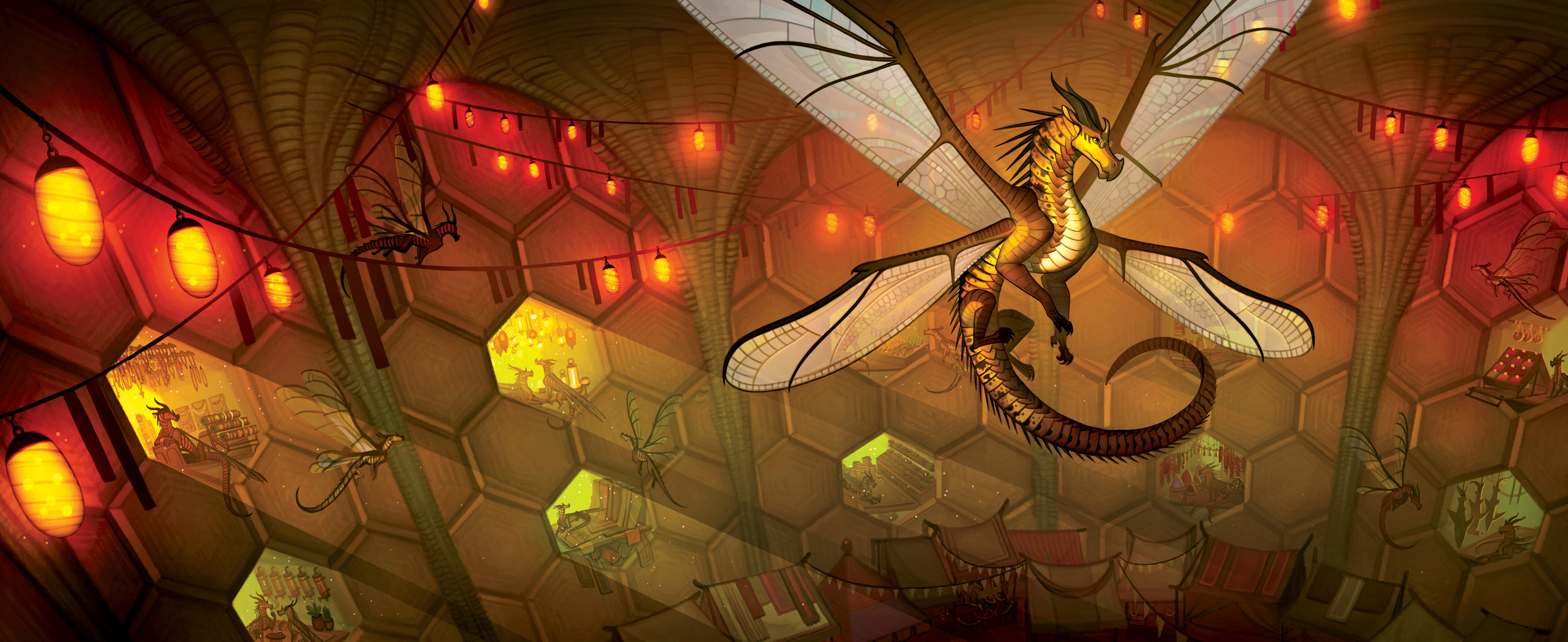 Dragon Wings Fantasy Art Bees 6225x2550