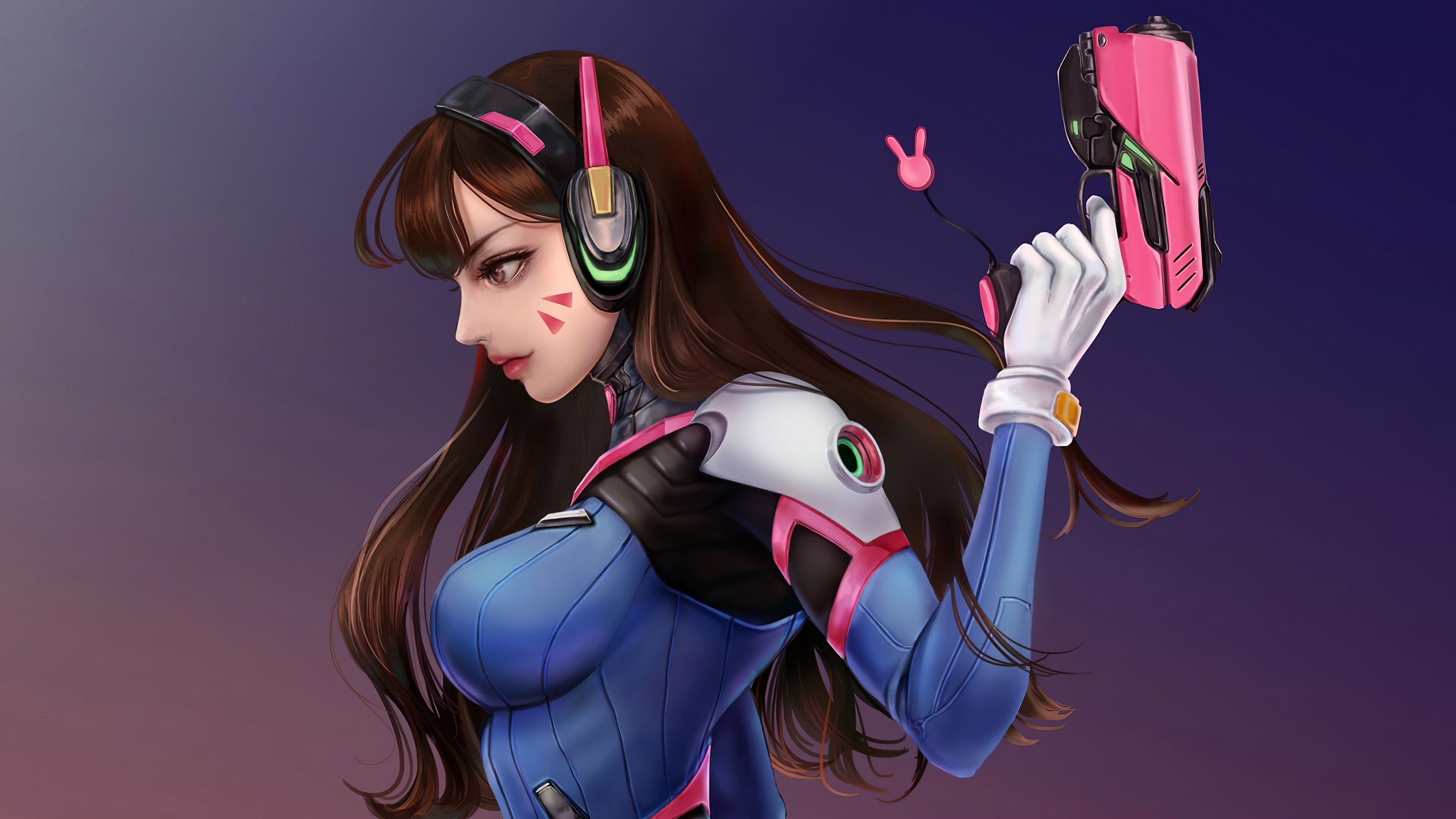 Girl With Weapon Game Characters D Va Overwatch Overwatch 3840x2160