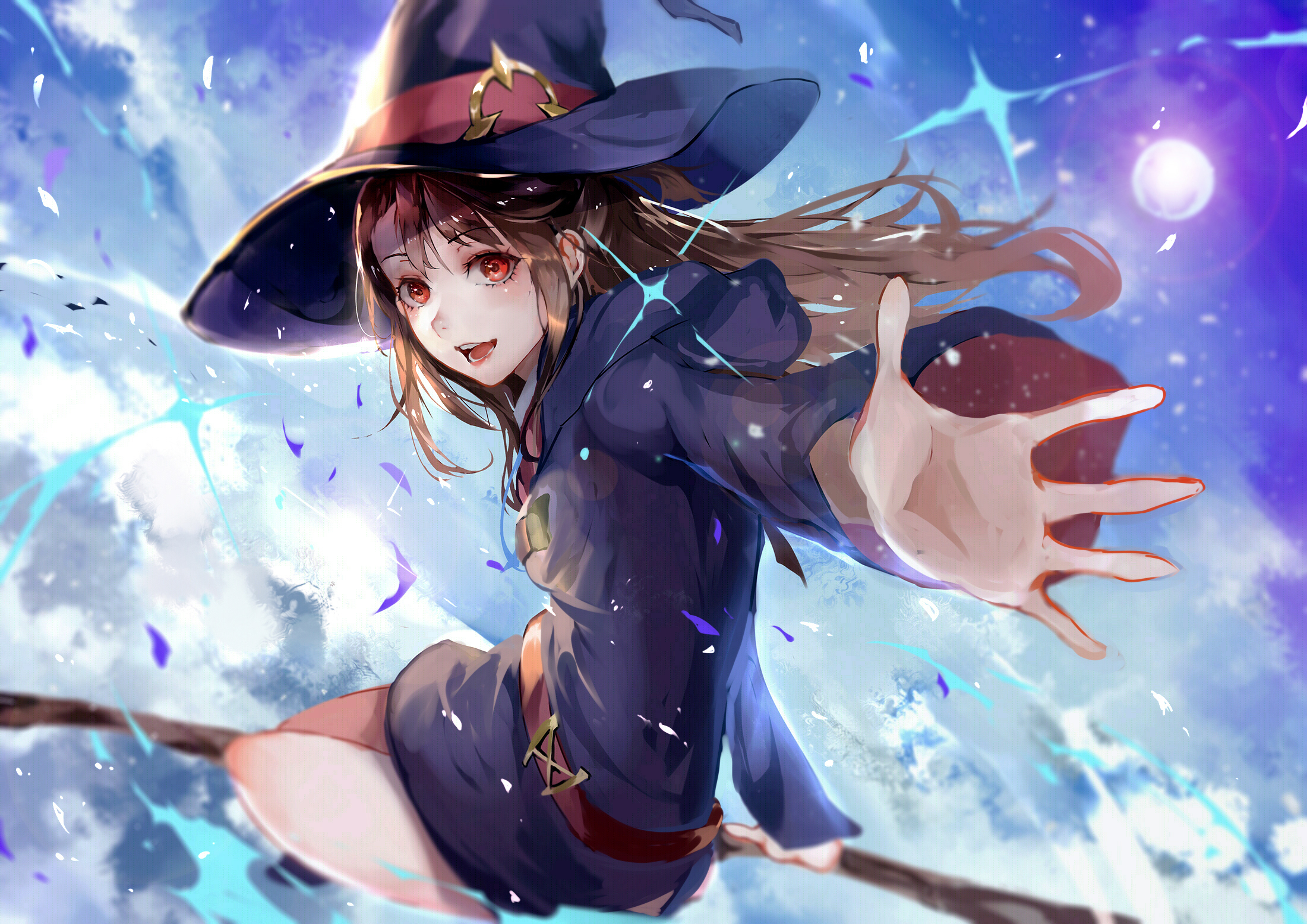 Anime Anime Girls Kagari Atsuko Little Witch Academia Red Eyes Brunette Magical Girls Magic Magician 2200x1555