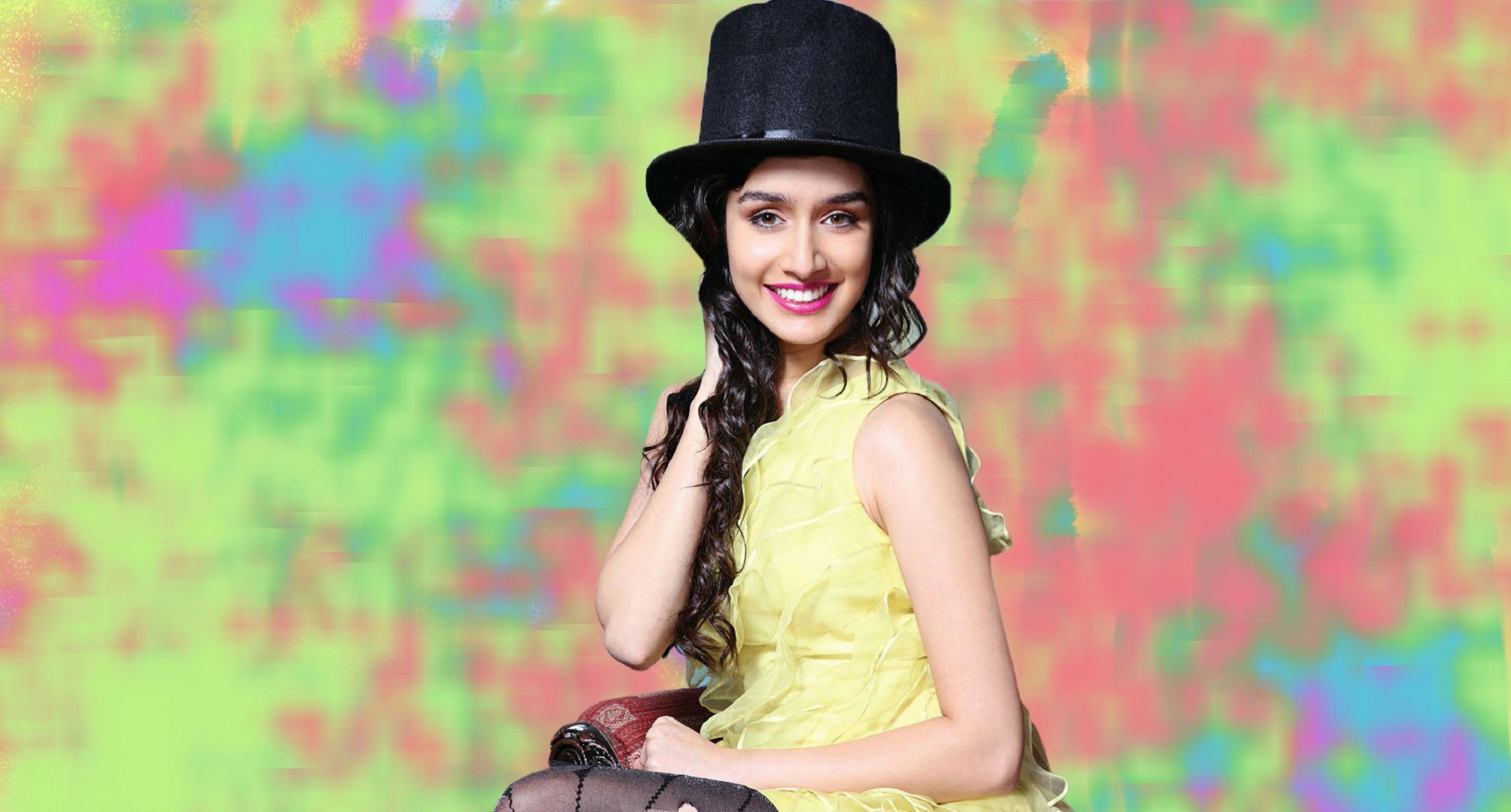 Actress Model Shraddha Kapoor Top Hat Yellow Dress 2009x1080