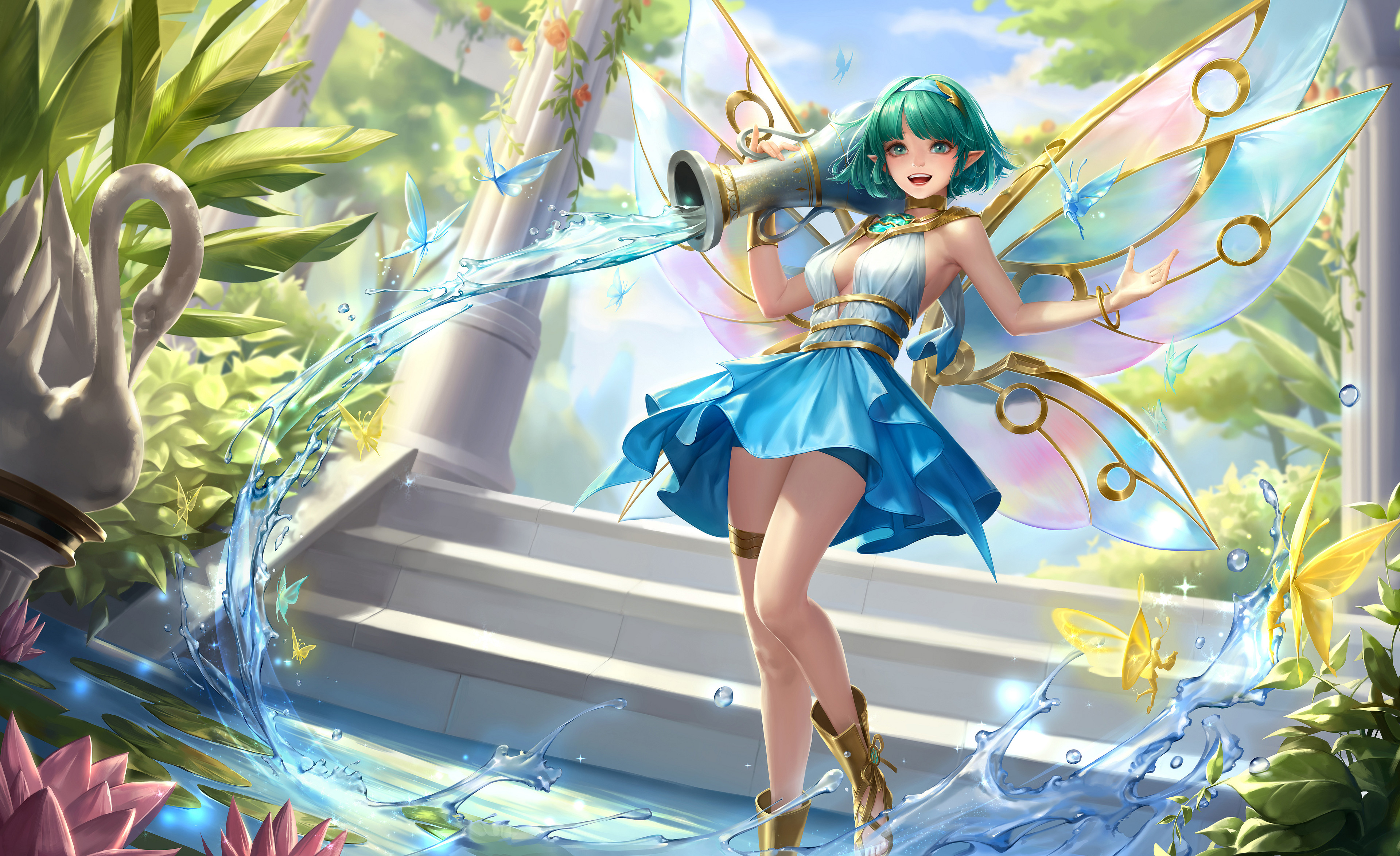 Anime Girls Arena Of Valor Fantasy Girl Fictional Character Game Characters Butterfly Wings Elf Ears 3840x2349