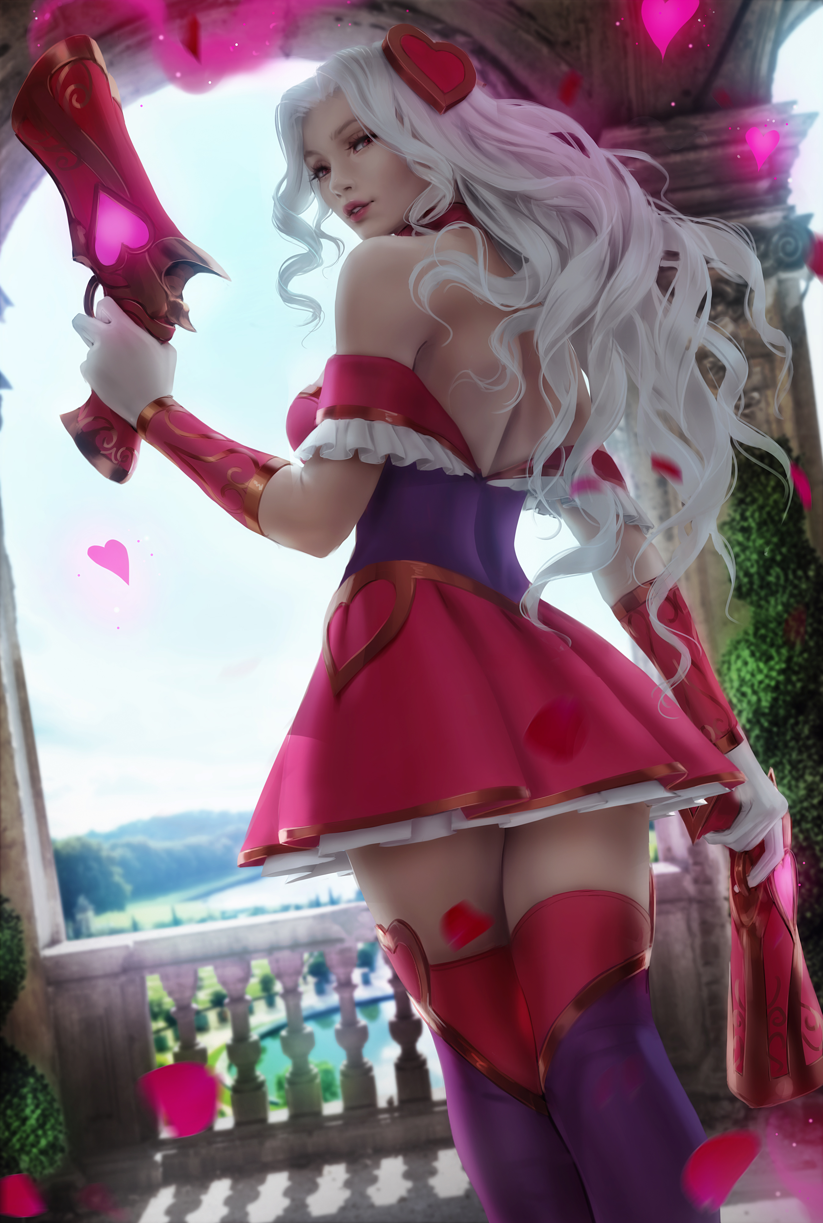 Anime Girls League Of Legends Miss Fortune League Of Legends Zarory Dress White Hair 2693x4000