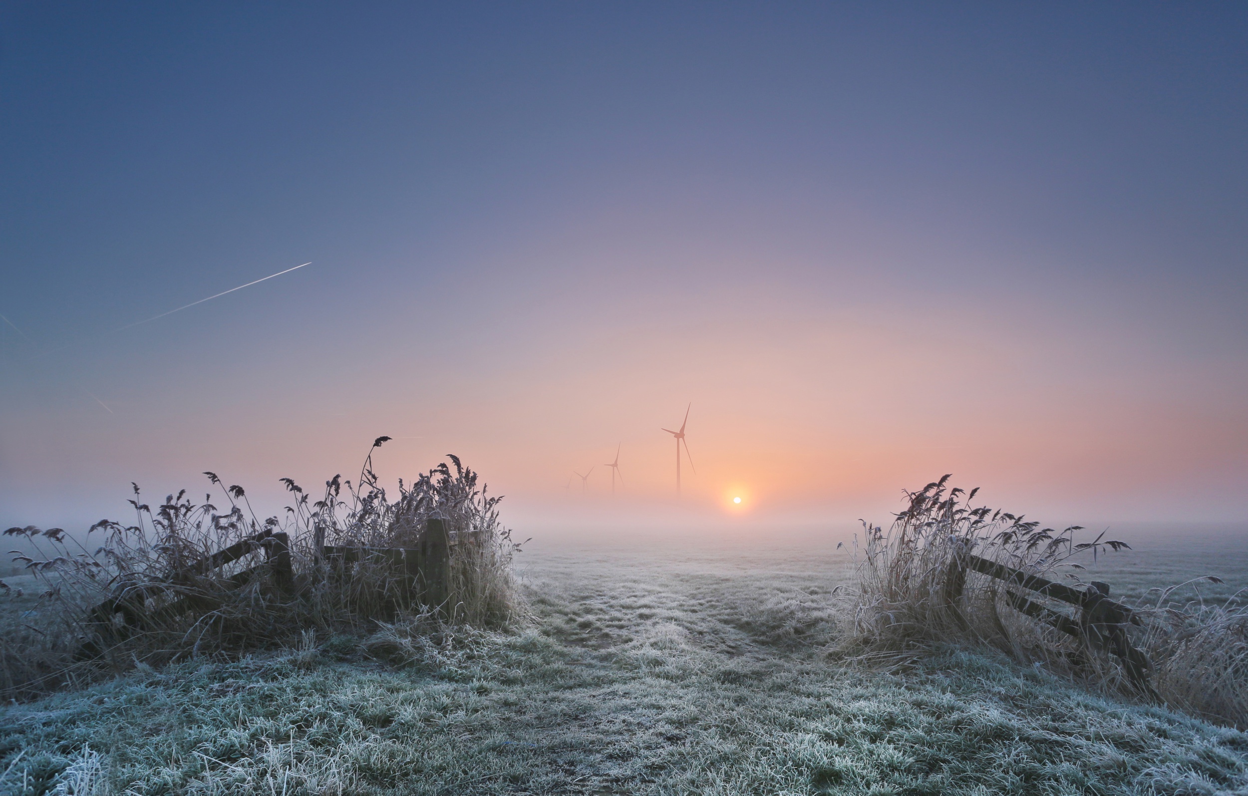 Nature Winter Cold Sunlight Outdoors Field Windmill Frost 2500x1595