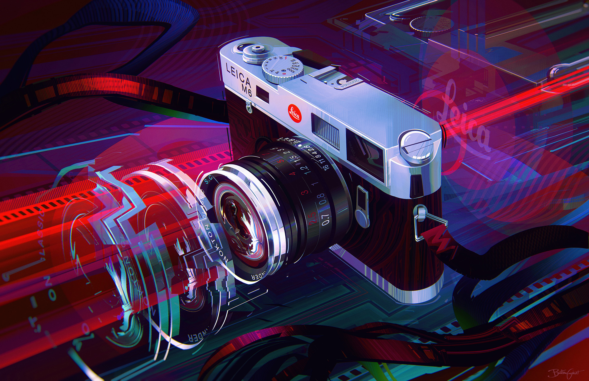 Bastien Grivet Camera Lens Wires Artwork Digital Art ArtStation 2000x1295