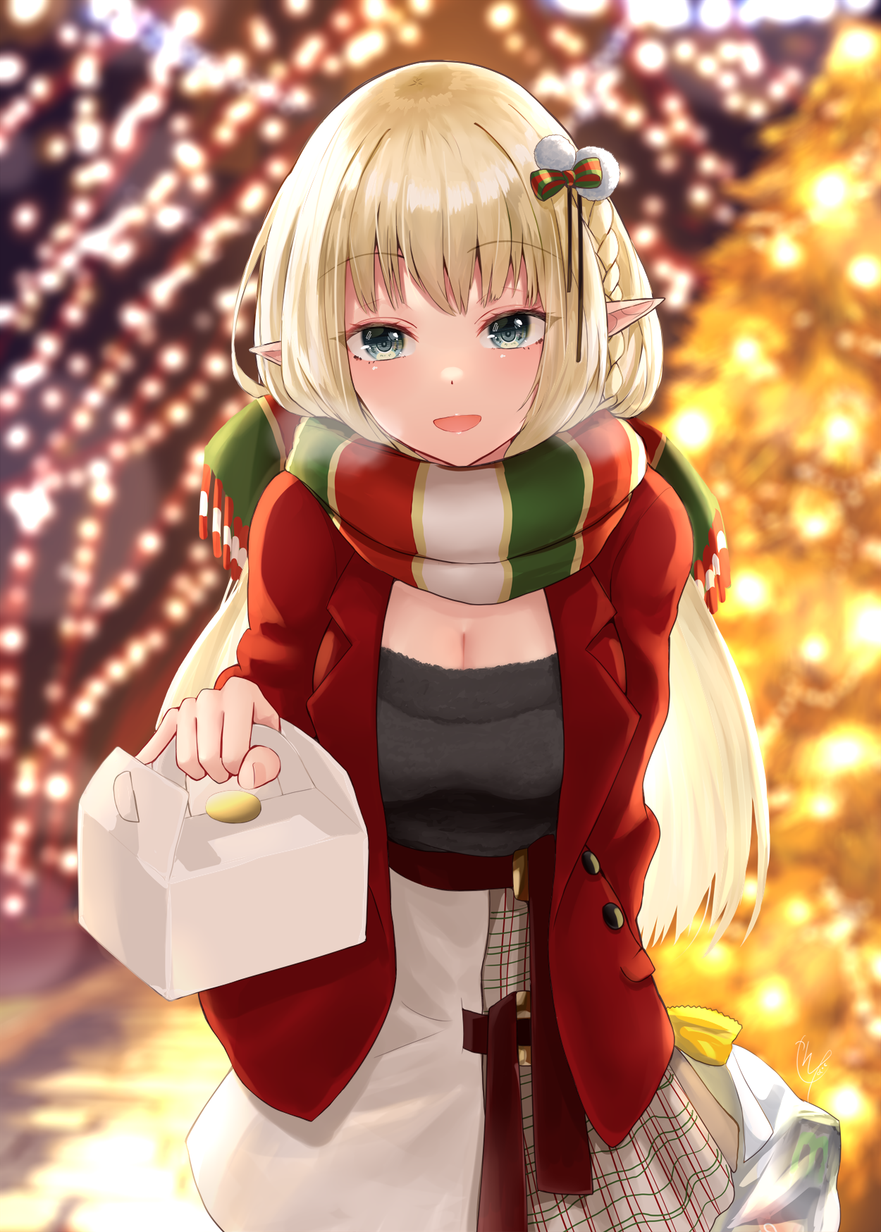 Anime Anime Girls Vertical Original Characters Christmas Blonde Narushima Kanna Elves 1250x1748