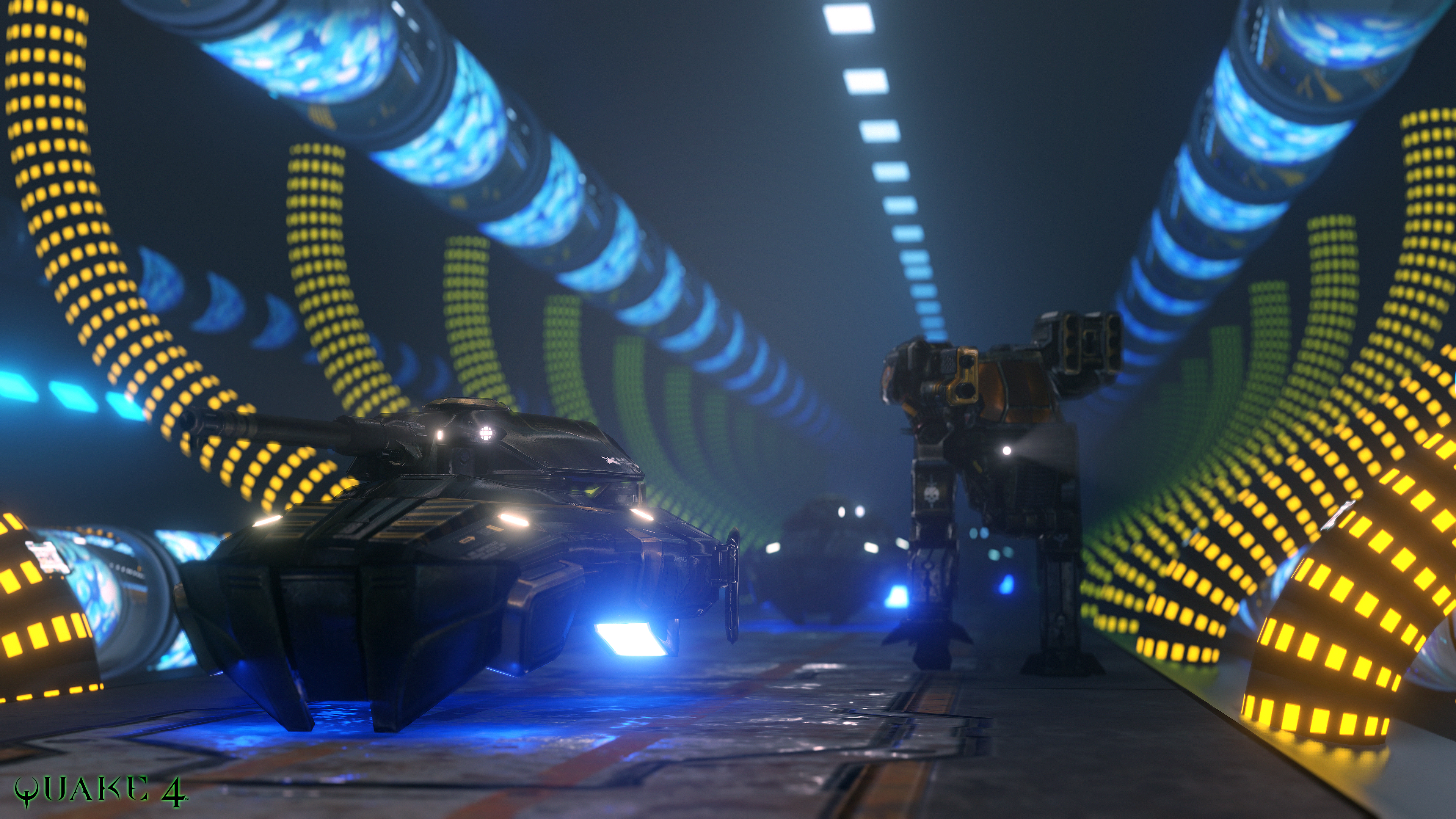 Quake 4 Tank Mech Science Fiction Futuristic Lights Liquid Video Game Art CGi Blender Nexus 3840x2160