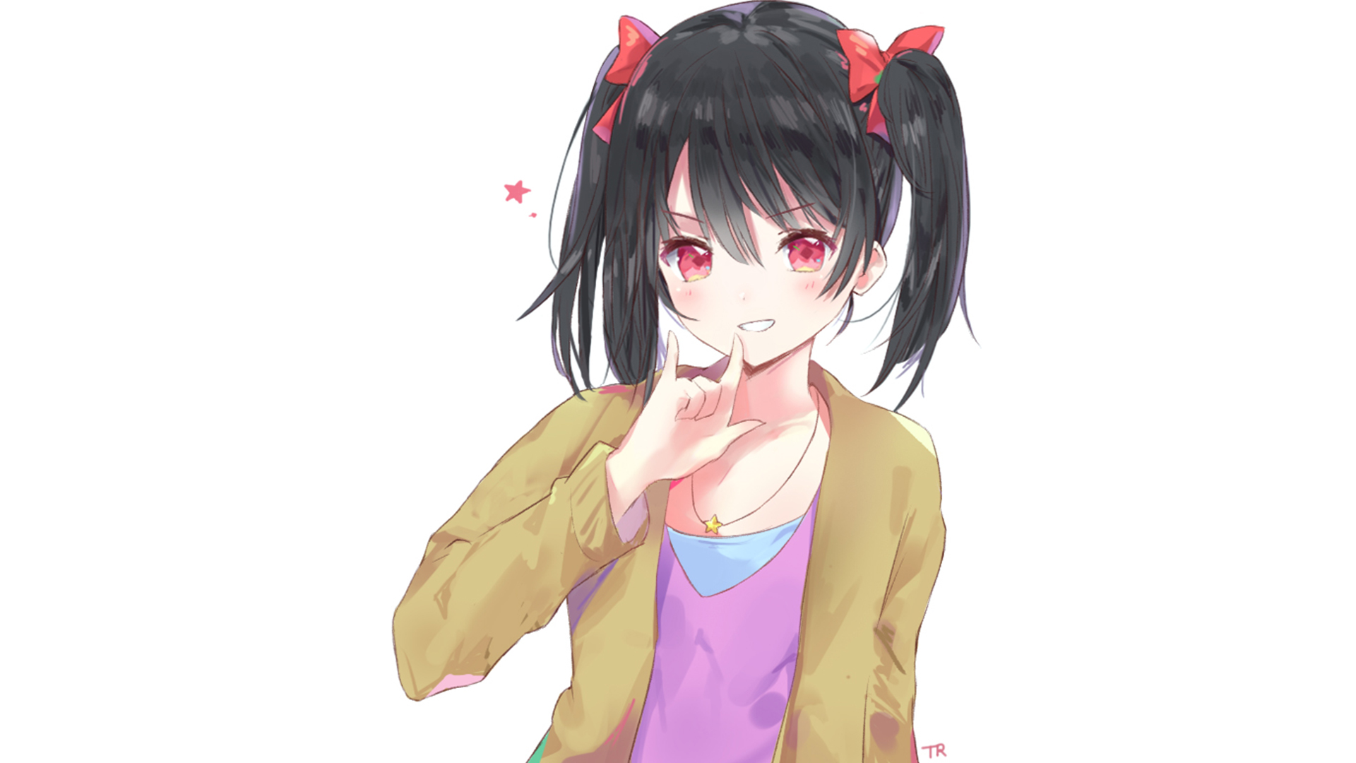 Black Hair Girl Love Live Nico Yazawa Red Eyes Twintails 1920x1080