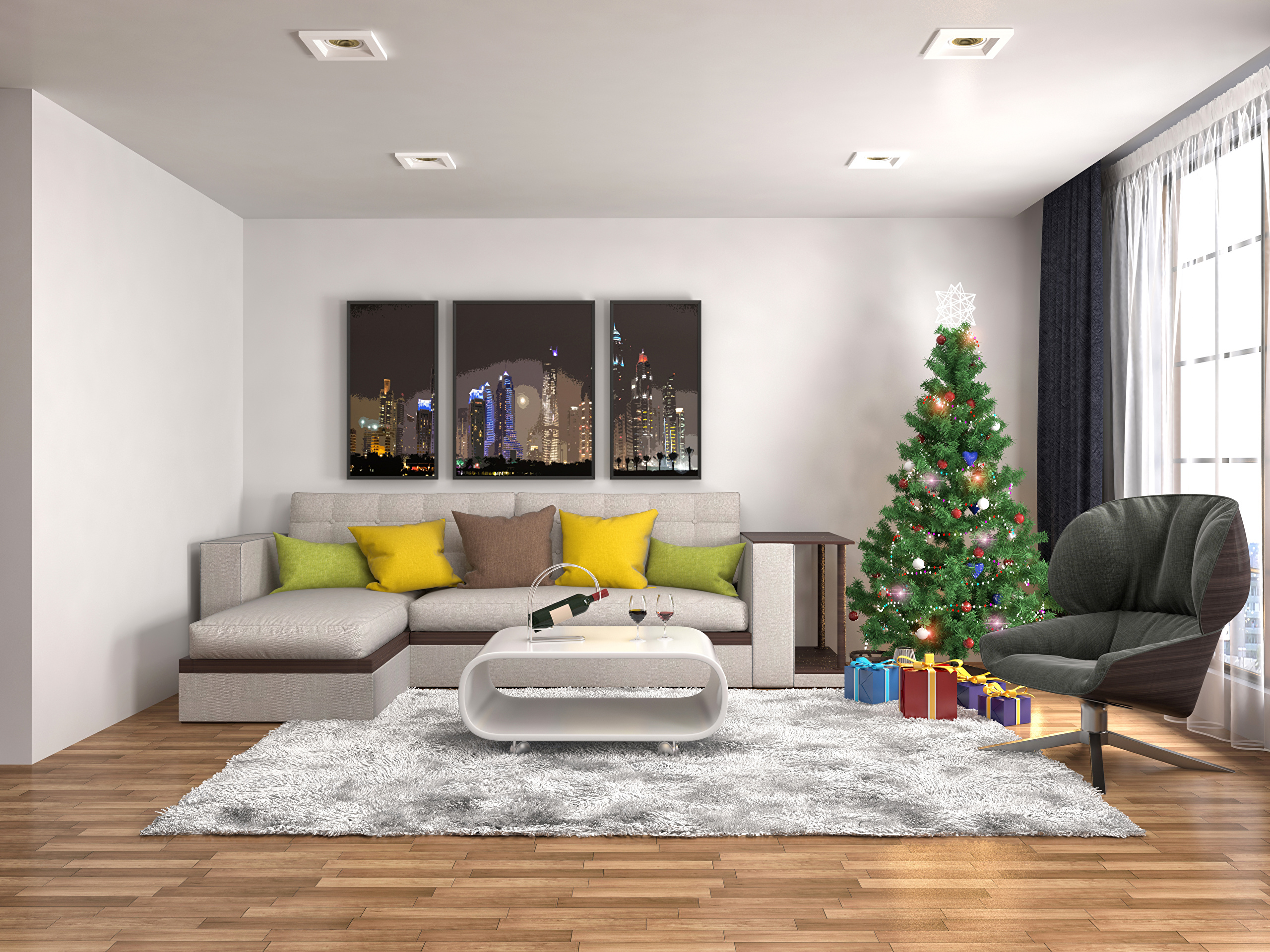 Christmas Tree Decoration Furniture Gift 2560x1920