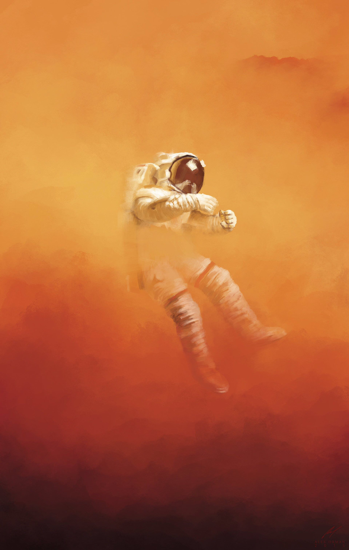 The Martian Astronaut Dust Orange Background Digital Painting Book Cover 1124x1770