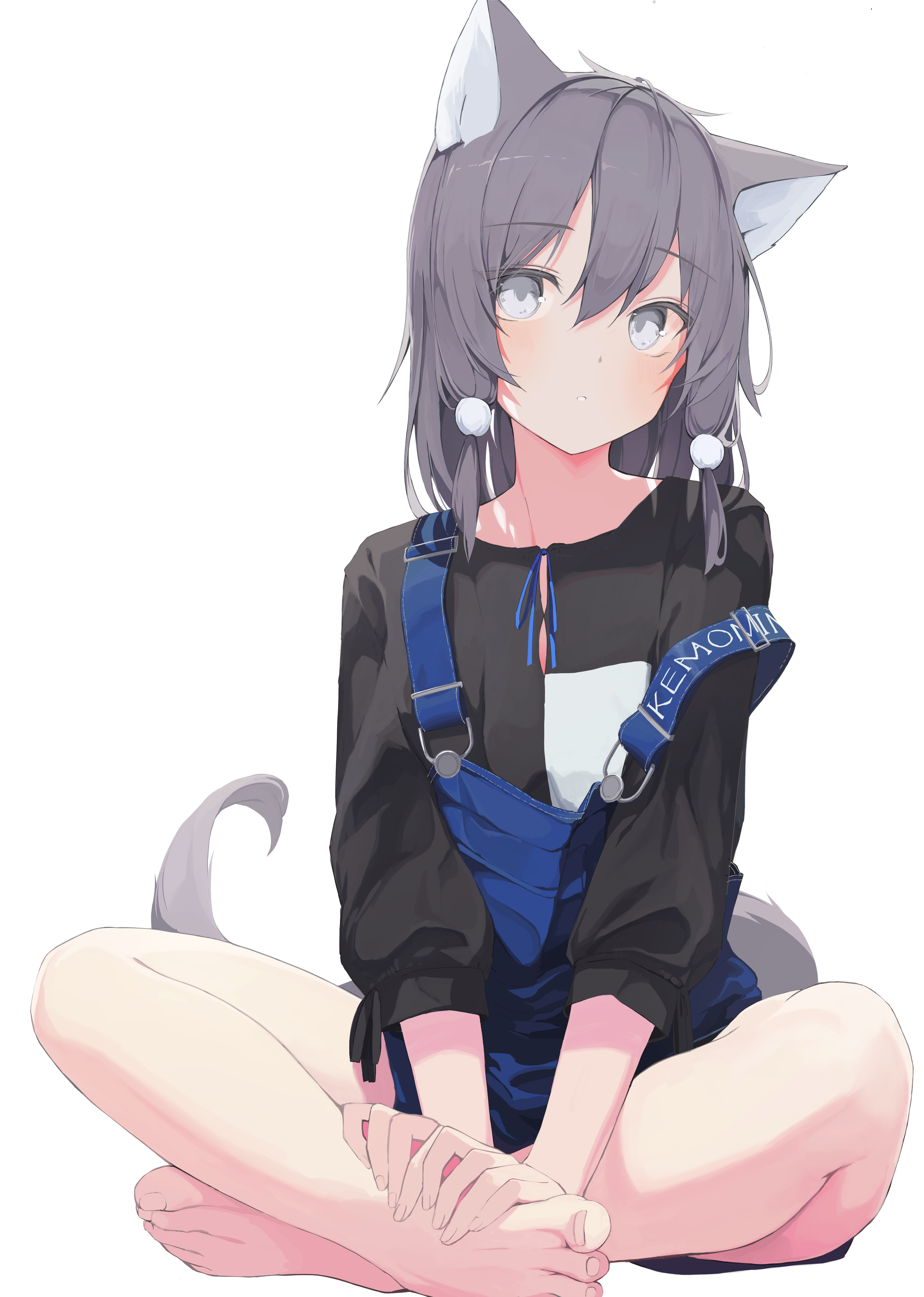 Anime Anime Girls Digital Art Artwork 2D Portrait Display Vertical Mikisai Animal Ears Tail Grey Hai 2976x4175