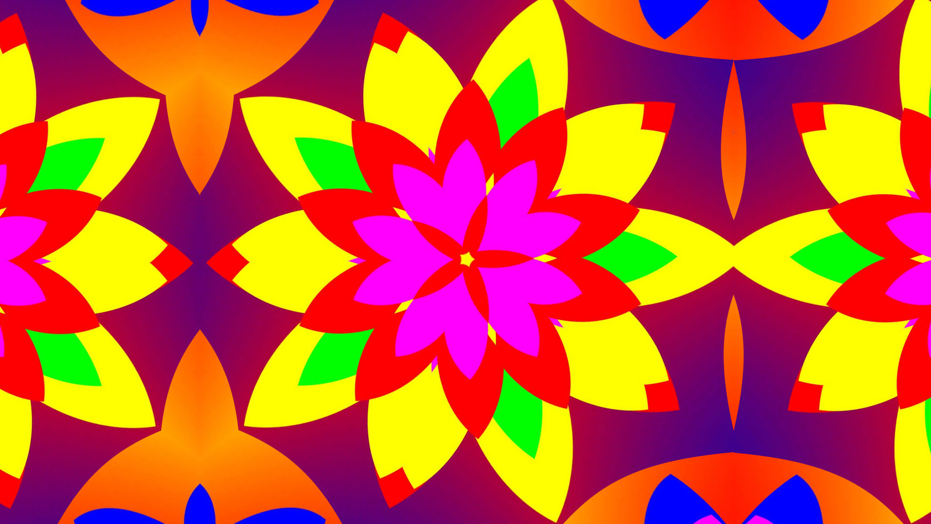 Abstract Colors Digital Art Flower Kaleidoscope Pattern 1920x1080