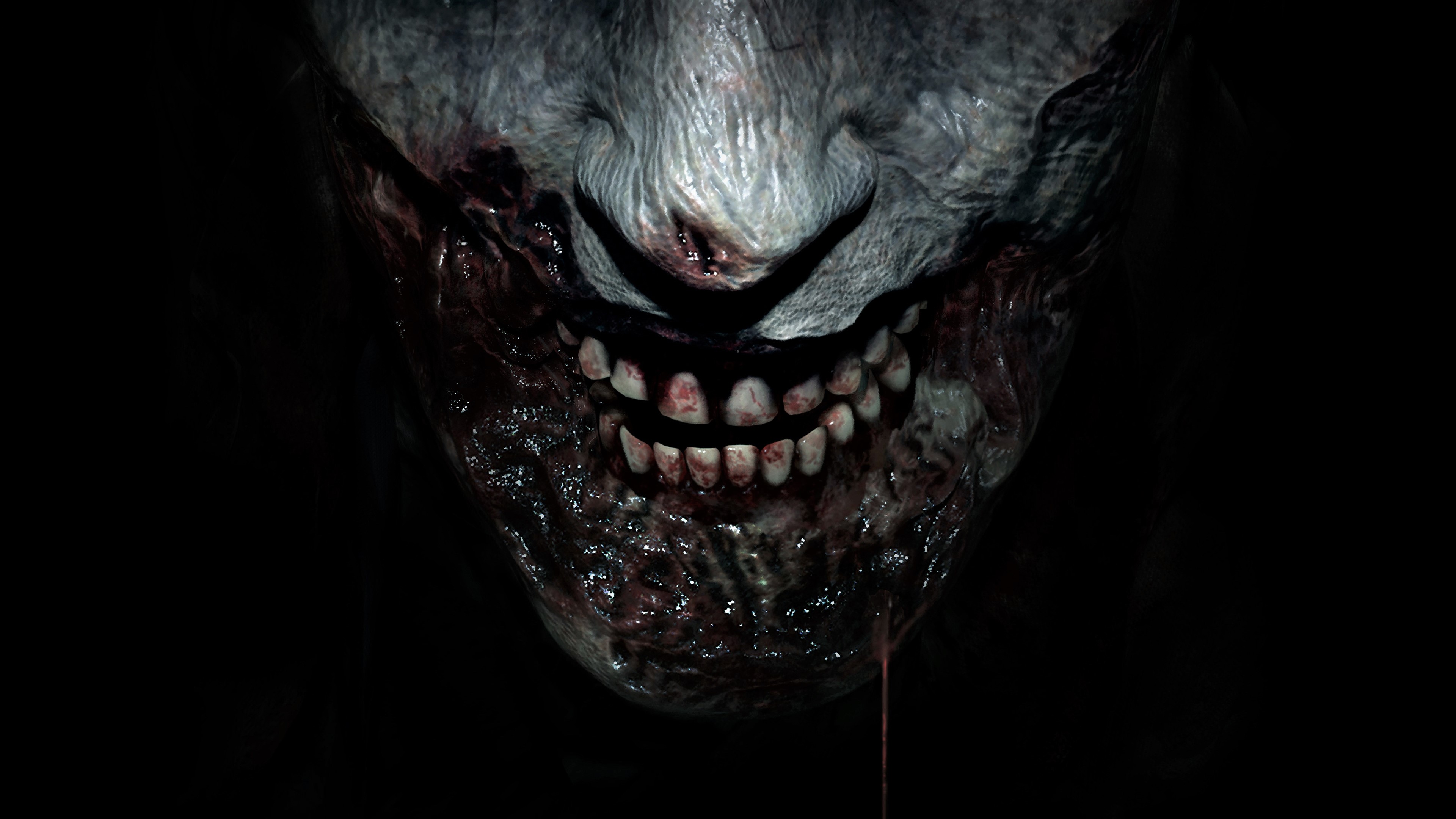 Blood Dark Resident Evil 2 2019 Scary Teeth Video Game Zombie 3840x2160