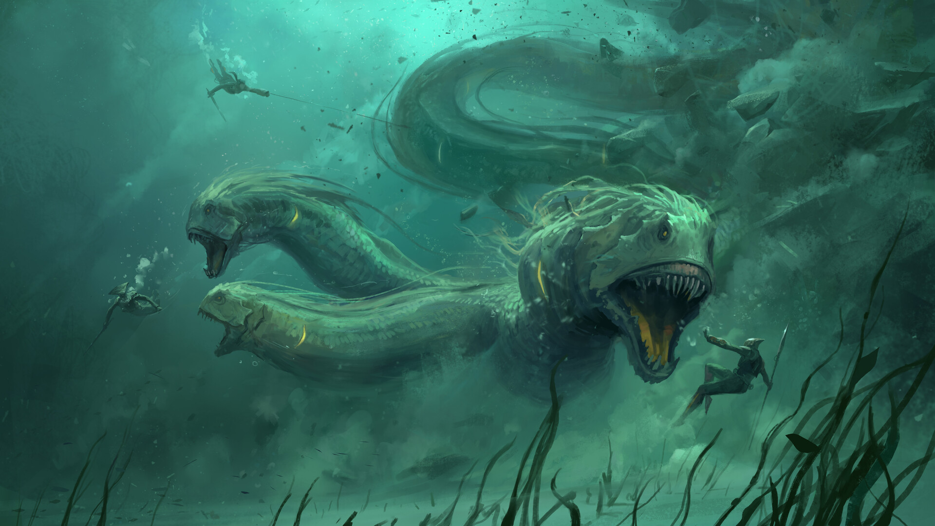 Battle Creature Sea Monster Underwater Warrior 1920x1080