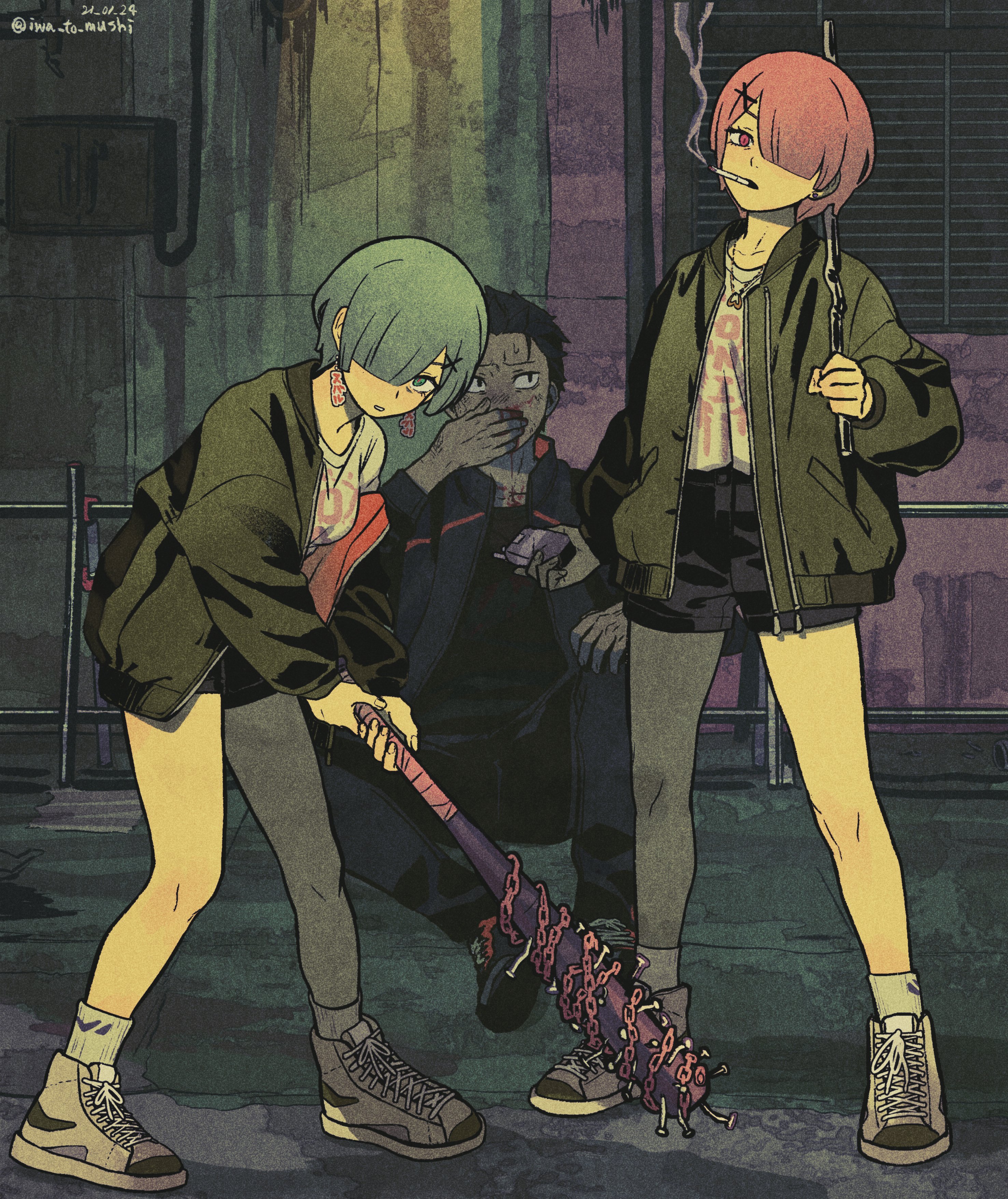 Re Zero Kara Hajimeru Isekai Seikatsu Anime Girls Anime Boys Alternate Outfit Black Jackets Baseball 2953x3512