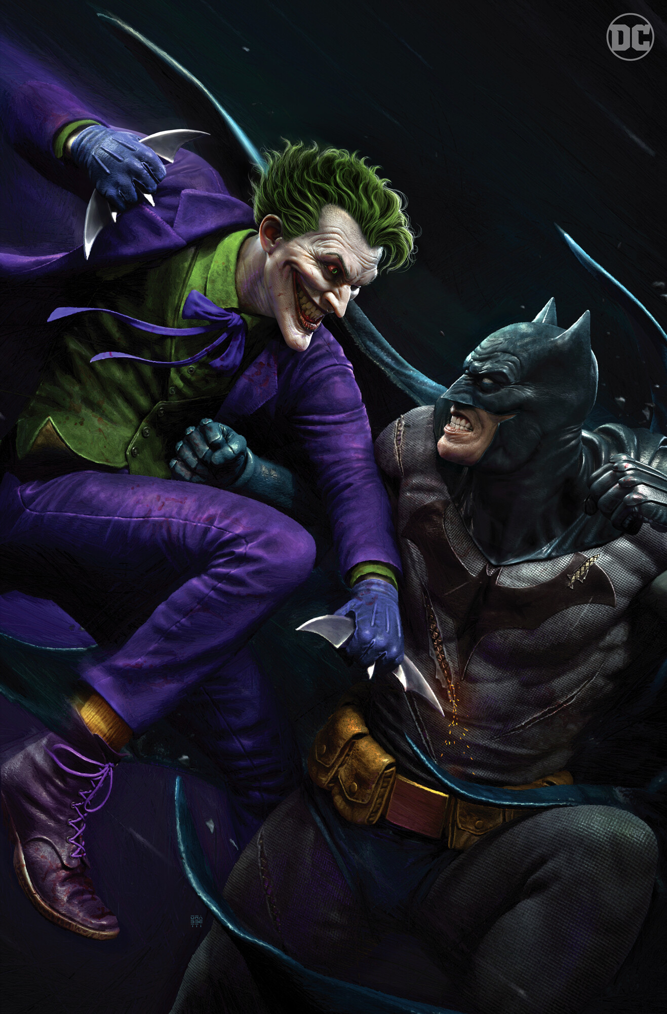 Artwork Comic Art Digital Art Joker Batman Battle 1317x2000
