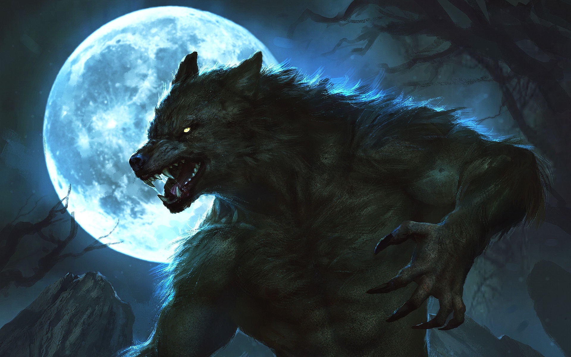 Creature Moon Werewolf 1920x1200