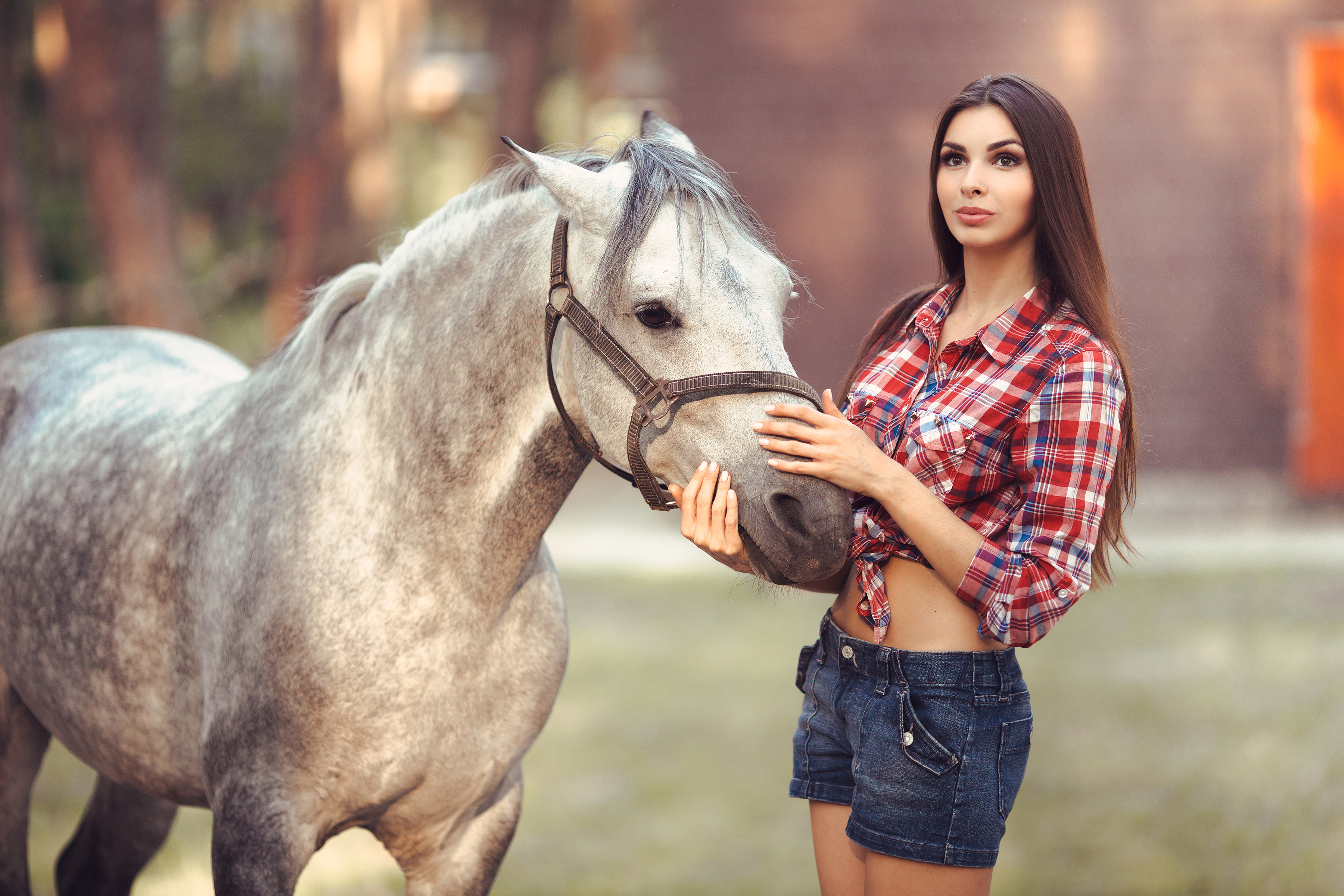 Women Model Outdoors Horse 3600x2400