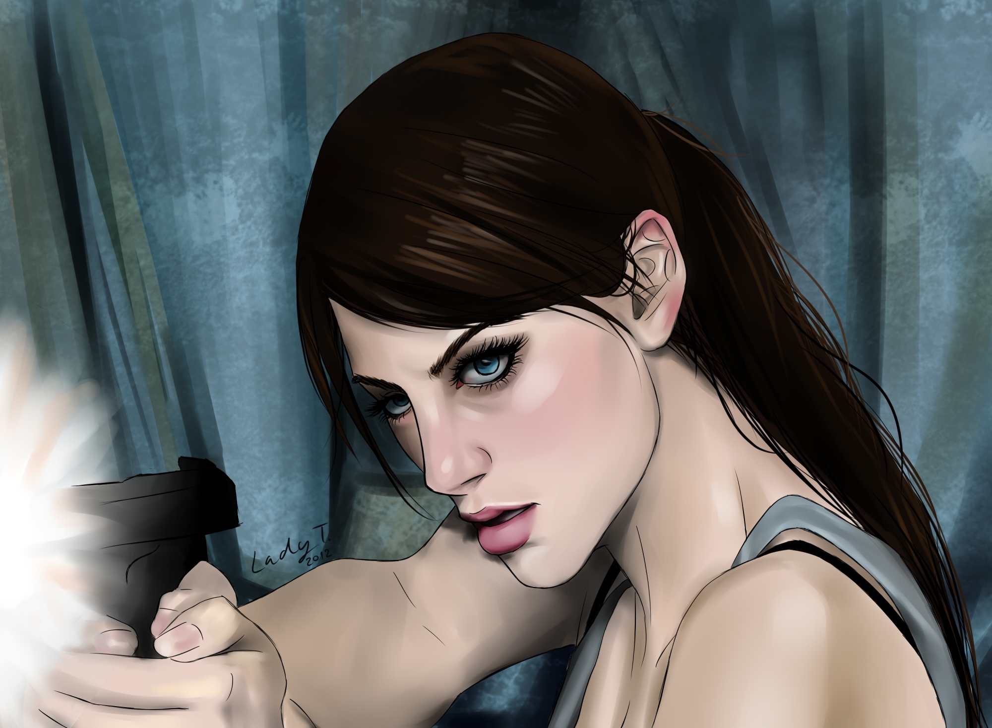 Blue Eyes Jill Valentine Video Game Art Artwork Video Game Girls Resident Evil Digital Painting Resi 2000x1467