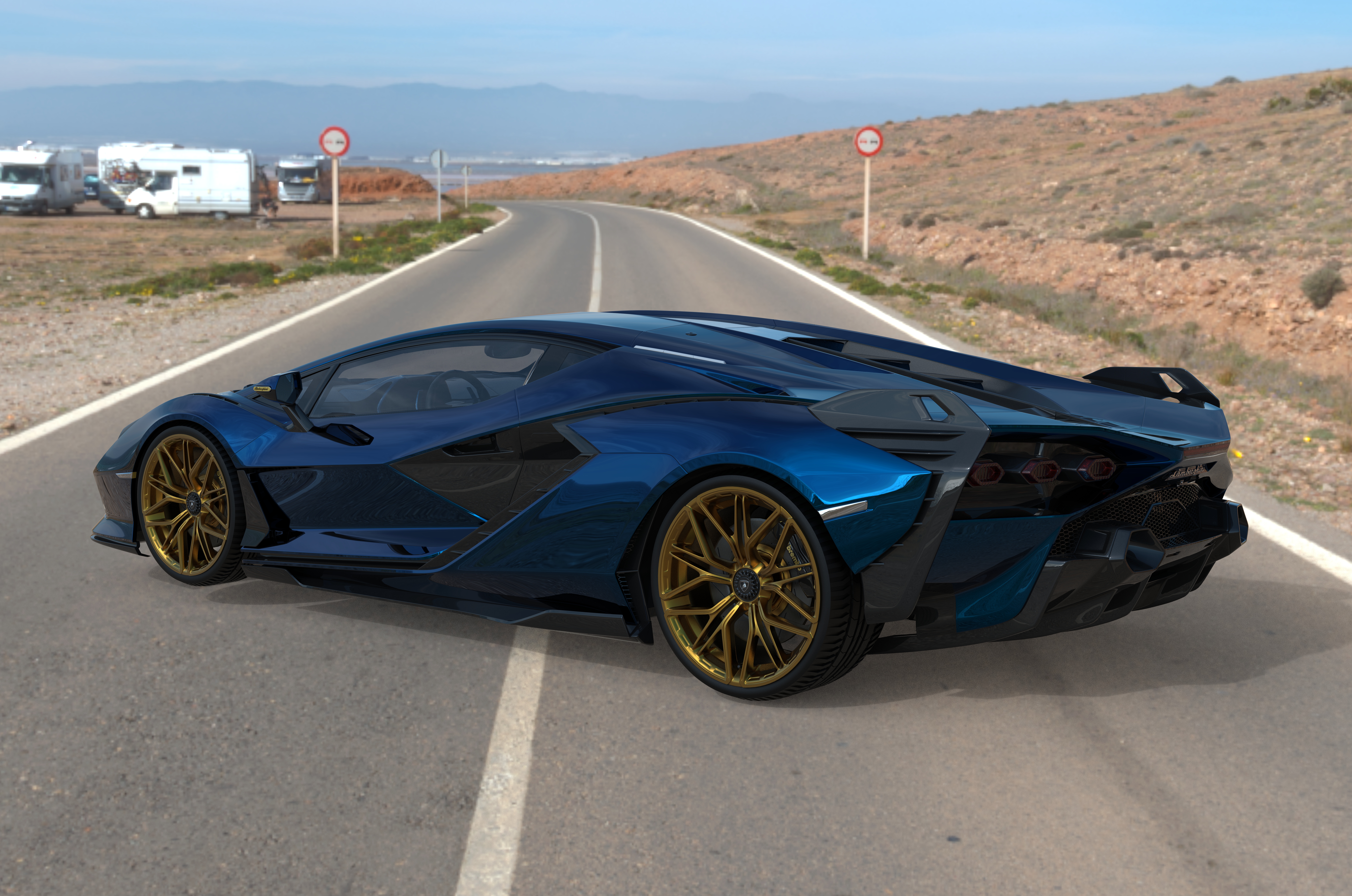 Lamborghini Lamborghini Sian Hypercar Sports Car 3D Graphics 3D 7680x5090