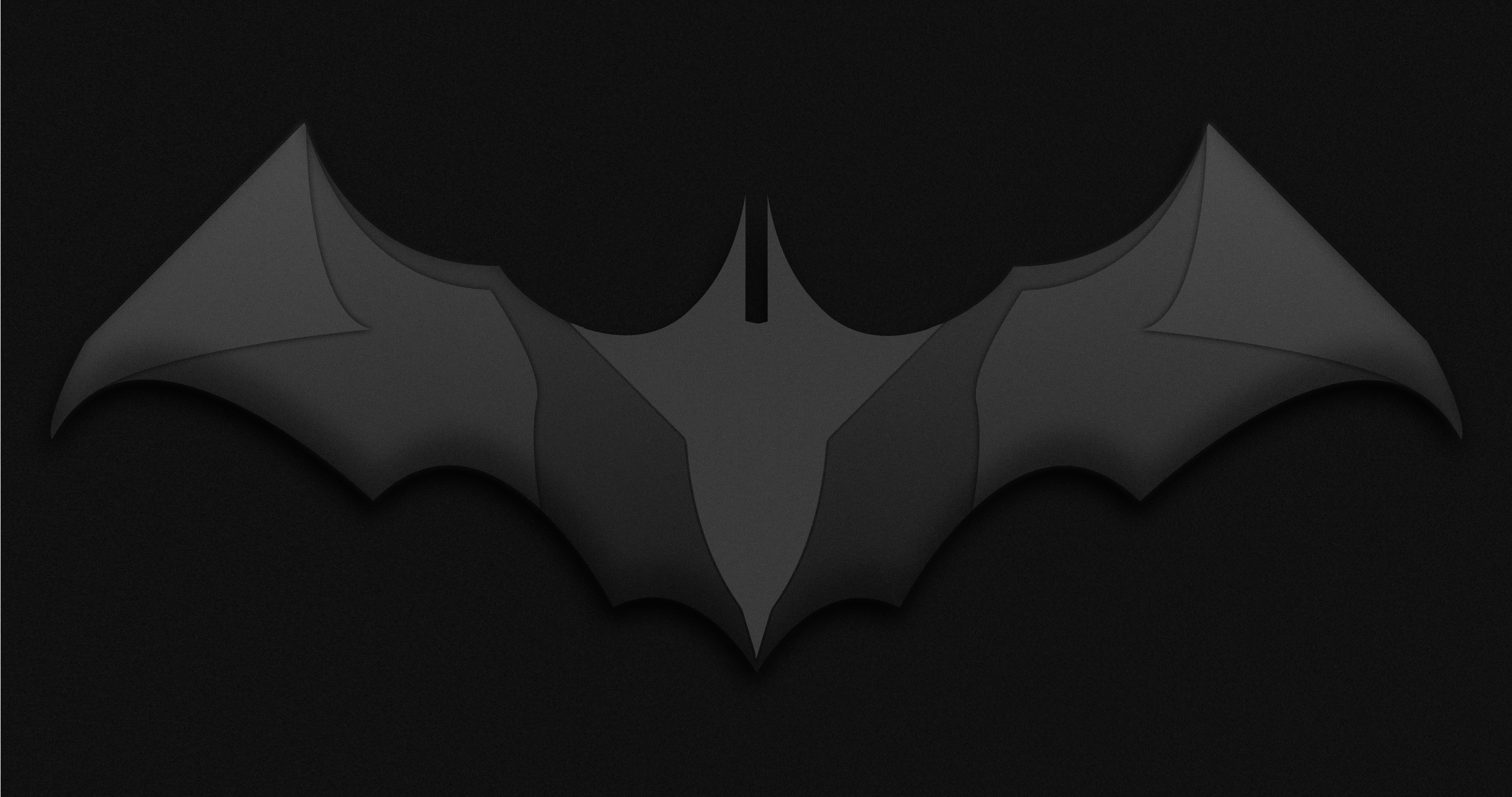 Batman Logo DC Comics Comic Books Minimalism Simple Black Shapes Interference Bat Wings 8192x4320