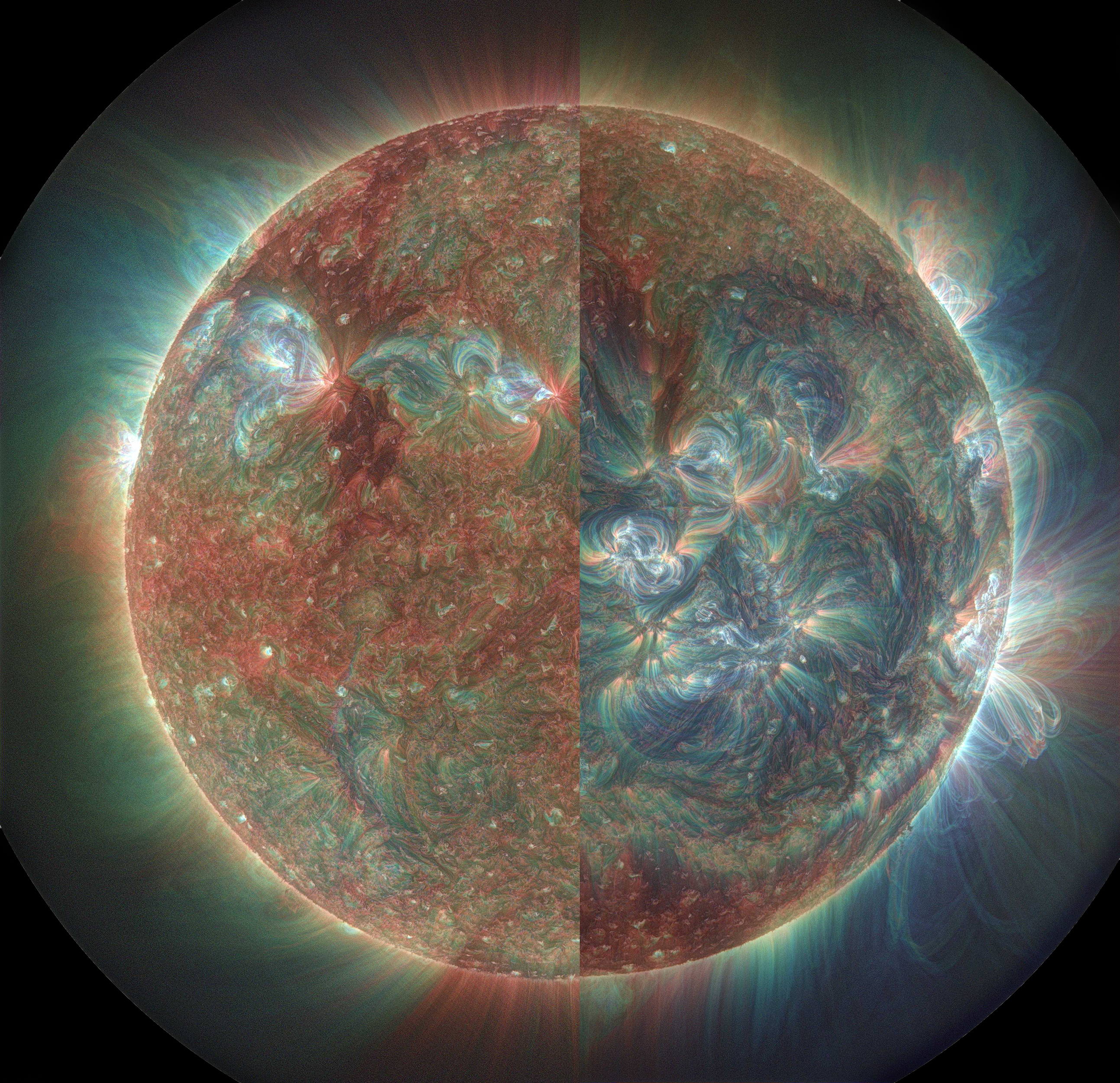 Sun Ultraviolet NASA Filter Photography Grain Split View Circle 2586x2500