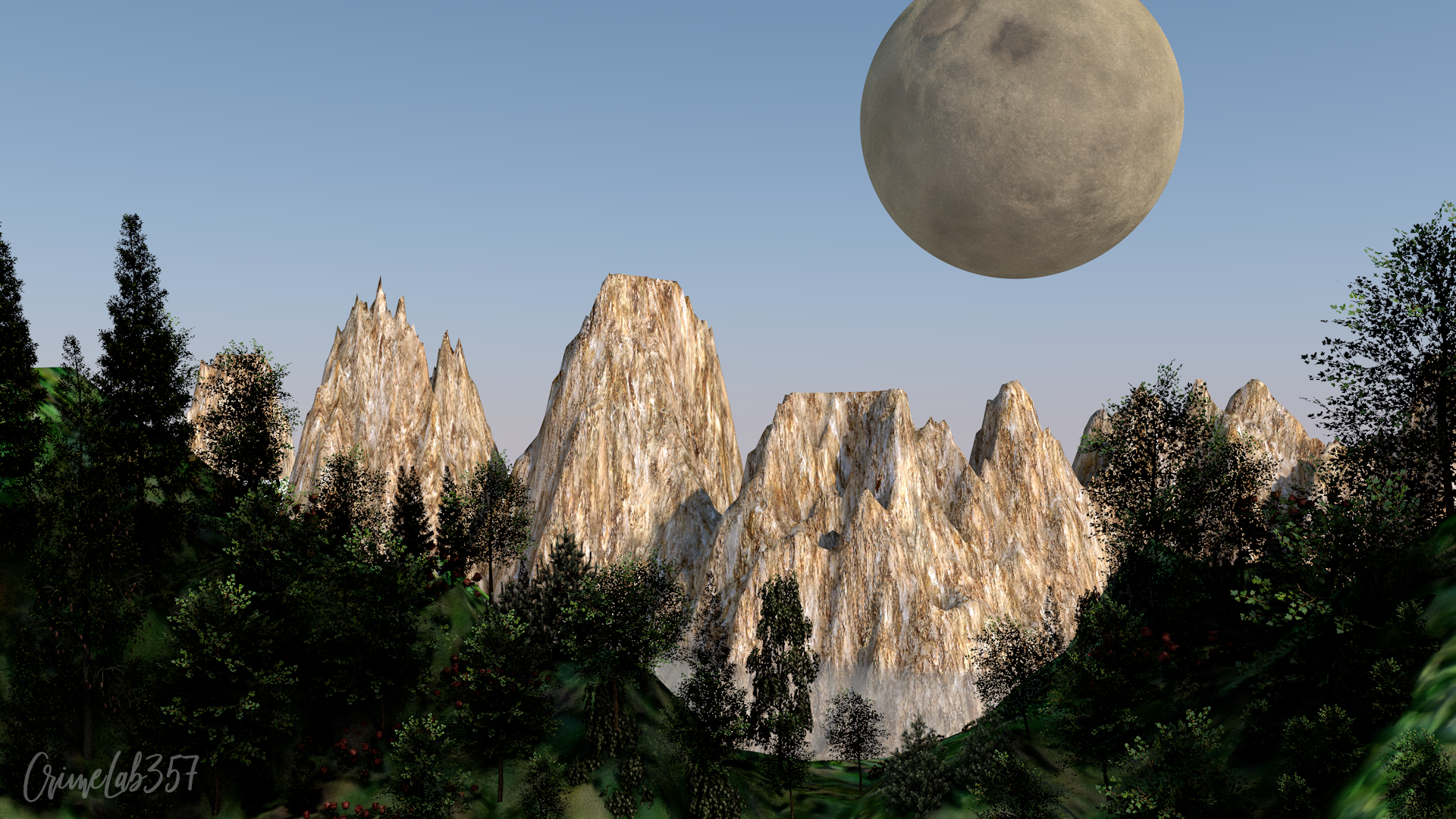 Landscape 3D Graphics Mountain Top 1920x1080