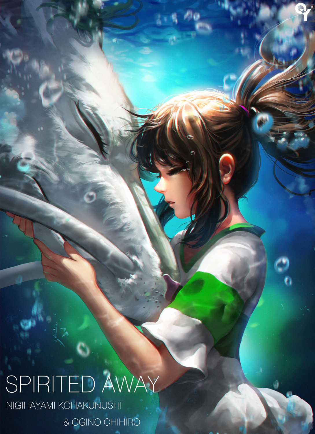 Anime Girls Studio Ghibli Liang Xing Liang Xing Spirited Away Underwater Brunette Dragon 1089x1500